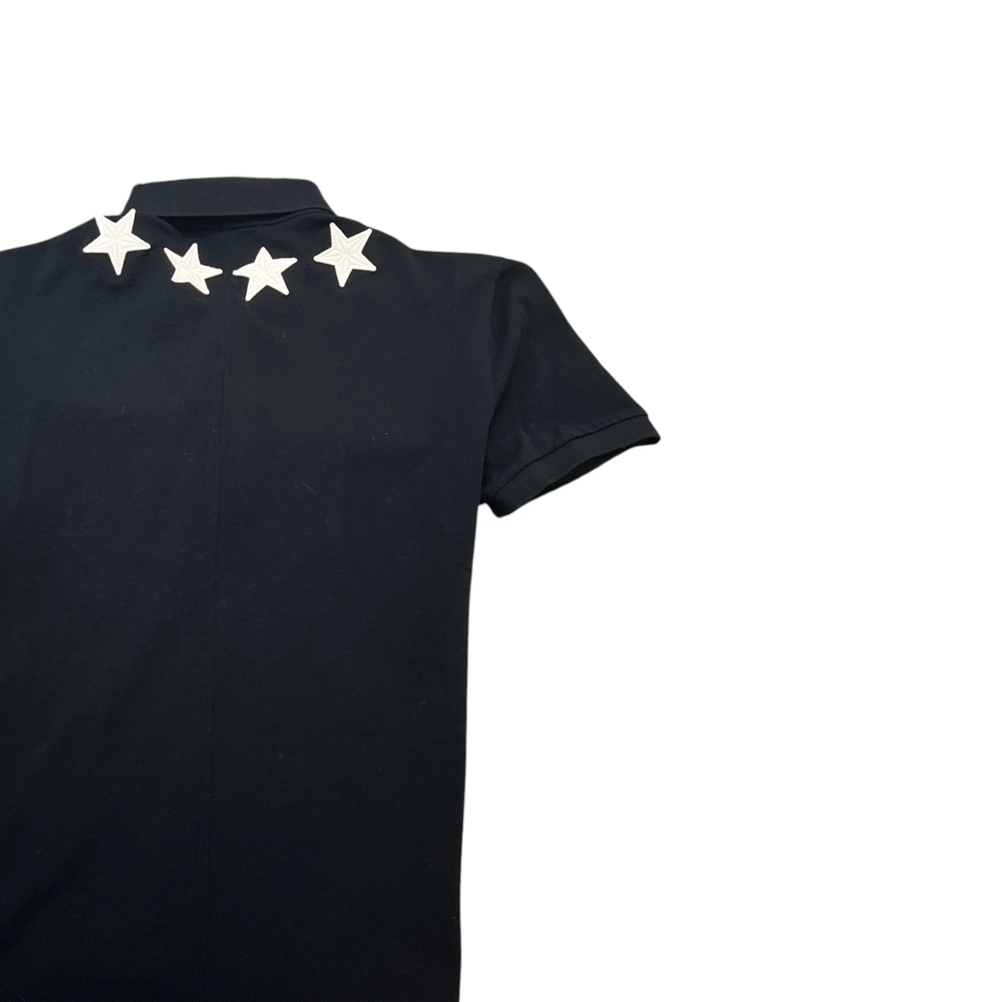Men's Applique Stars Polo Shirt Black Size XL - Image 4