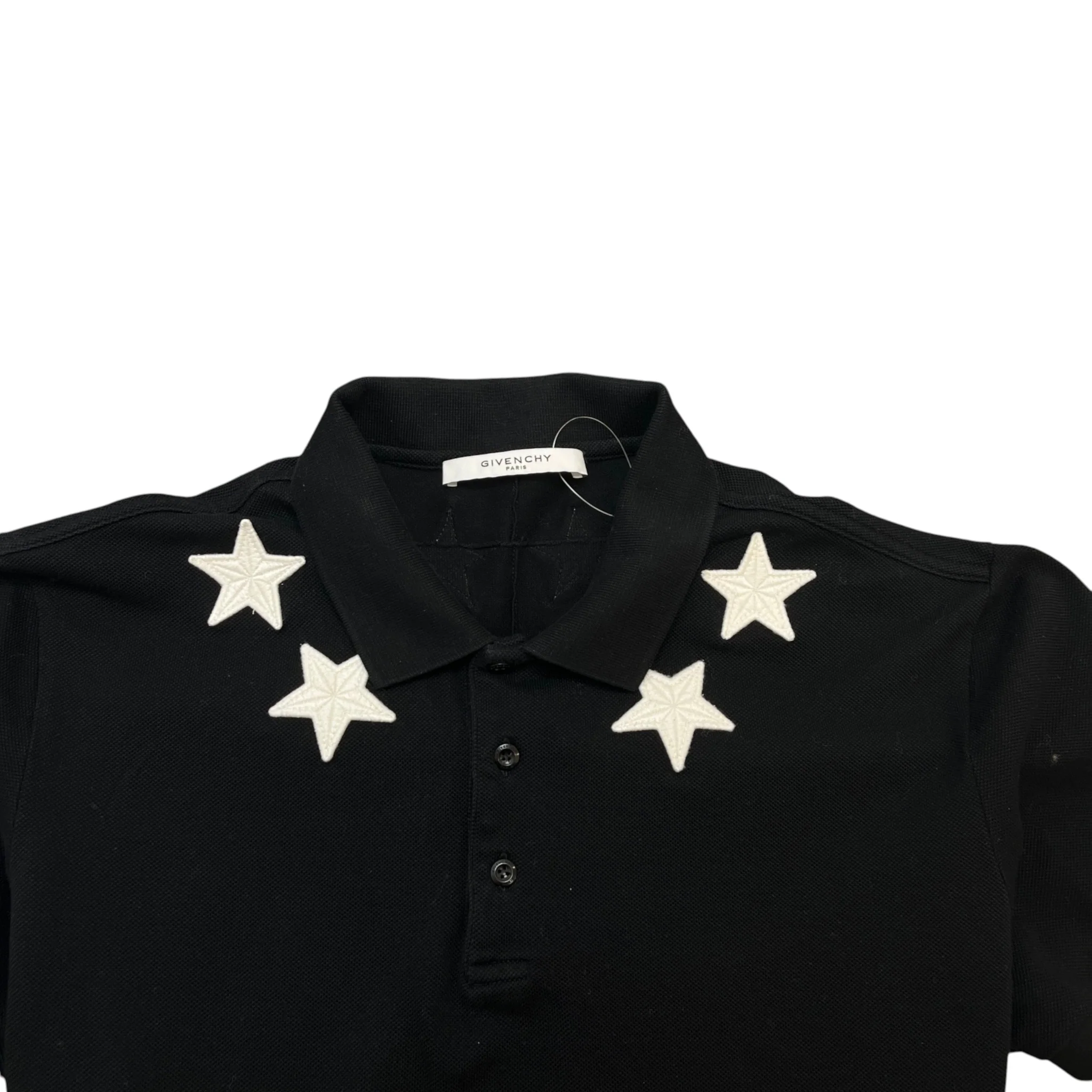 Men's Applique Stars Polo Shirt Black Size XL - Image 5