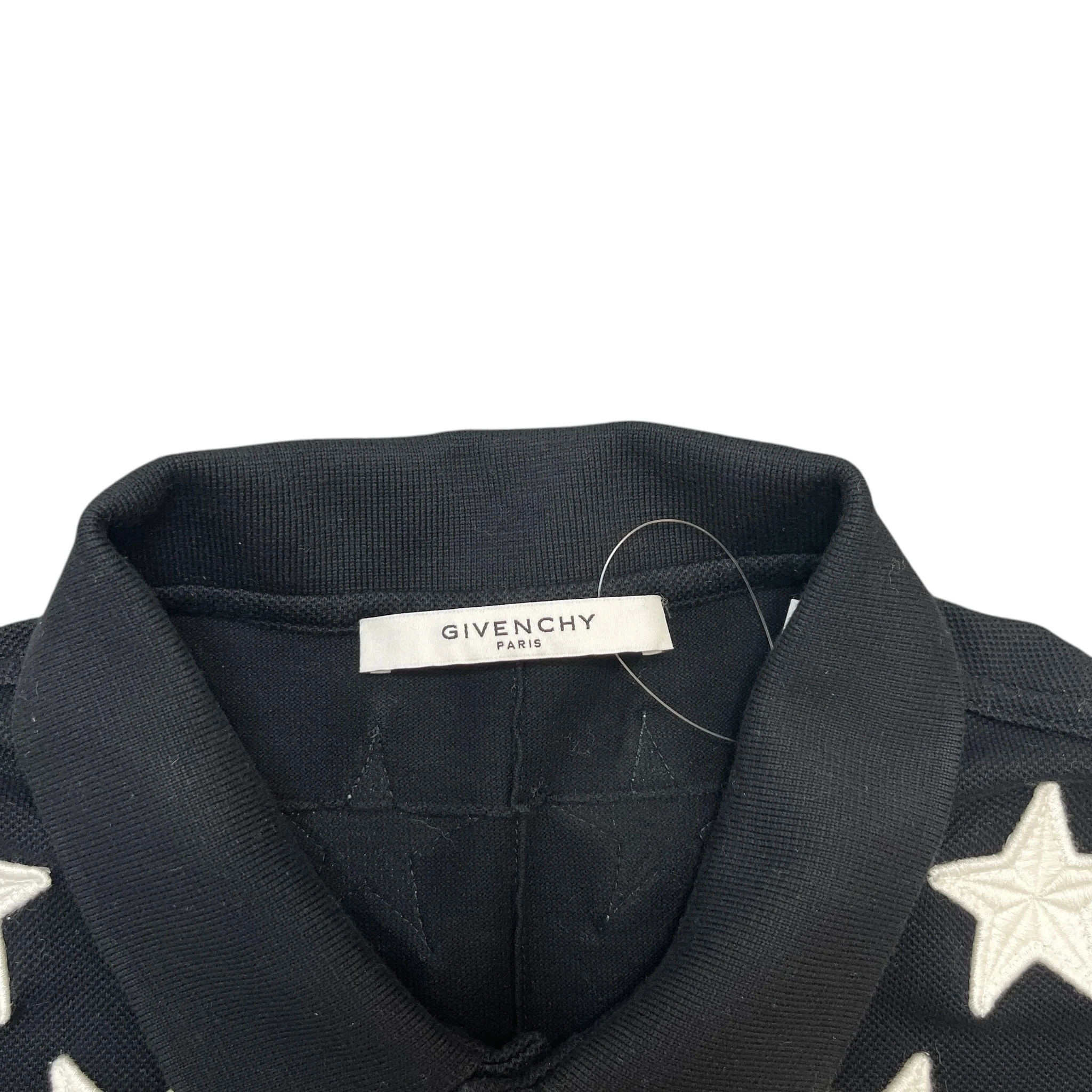 Men's Applique Stars Polo Shirt Black Size XL - Image 6