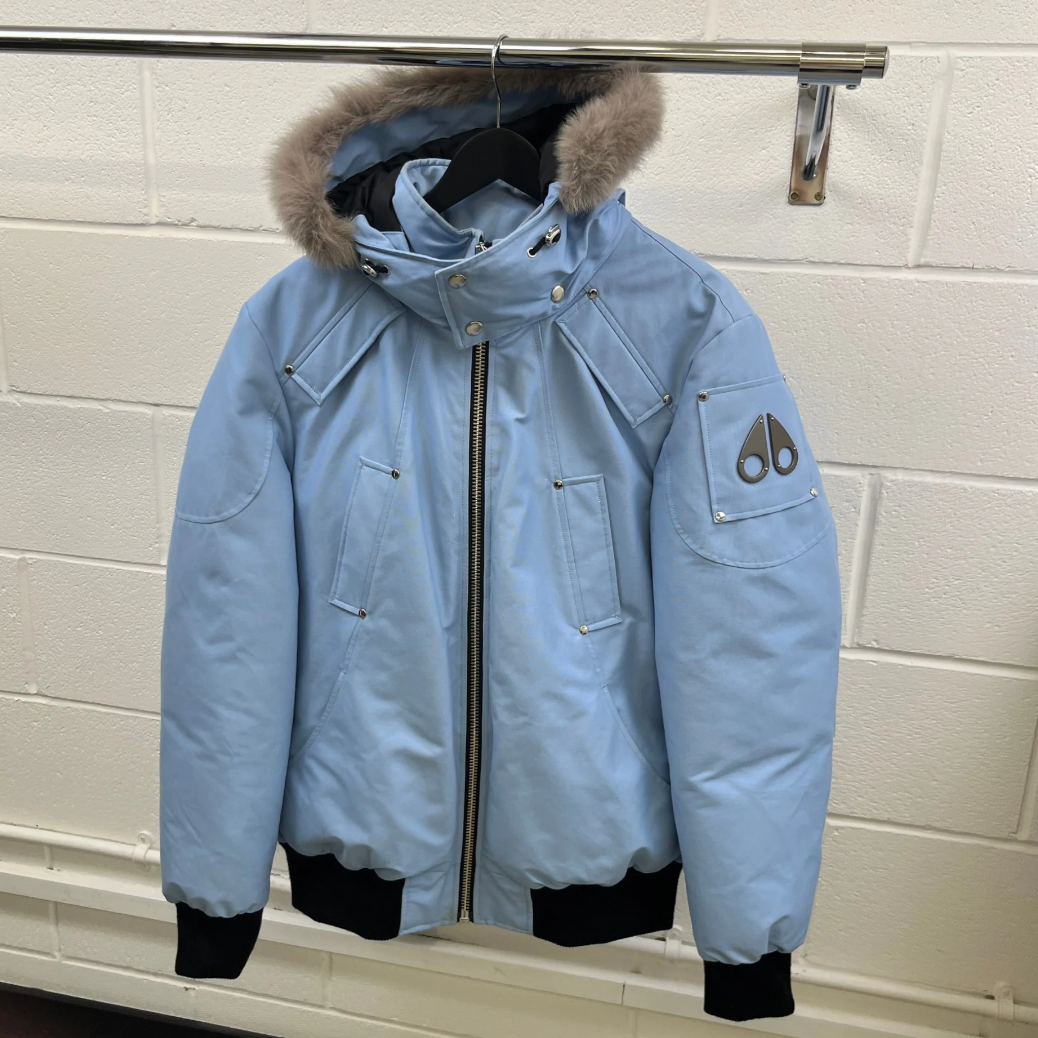 Men's Ballistic Bomber Down Jacket Blue Size L - Image 9