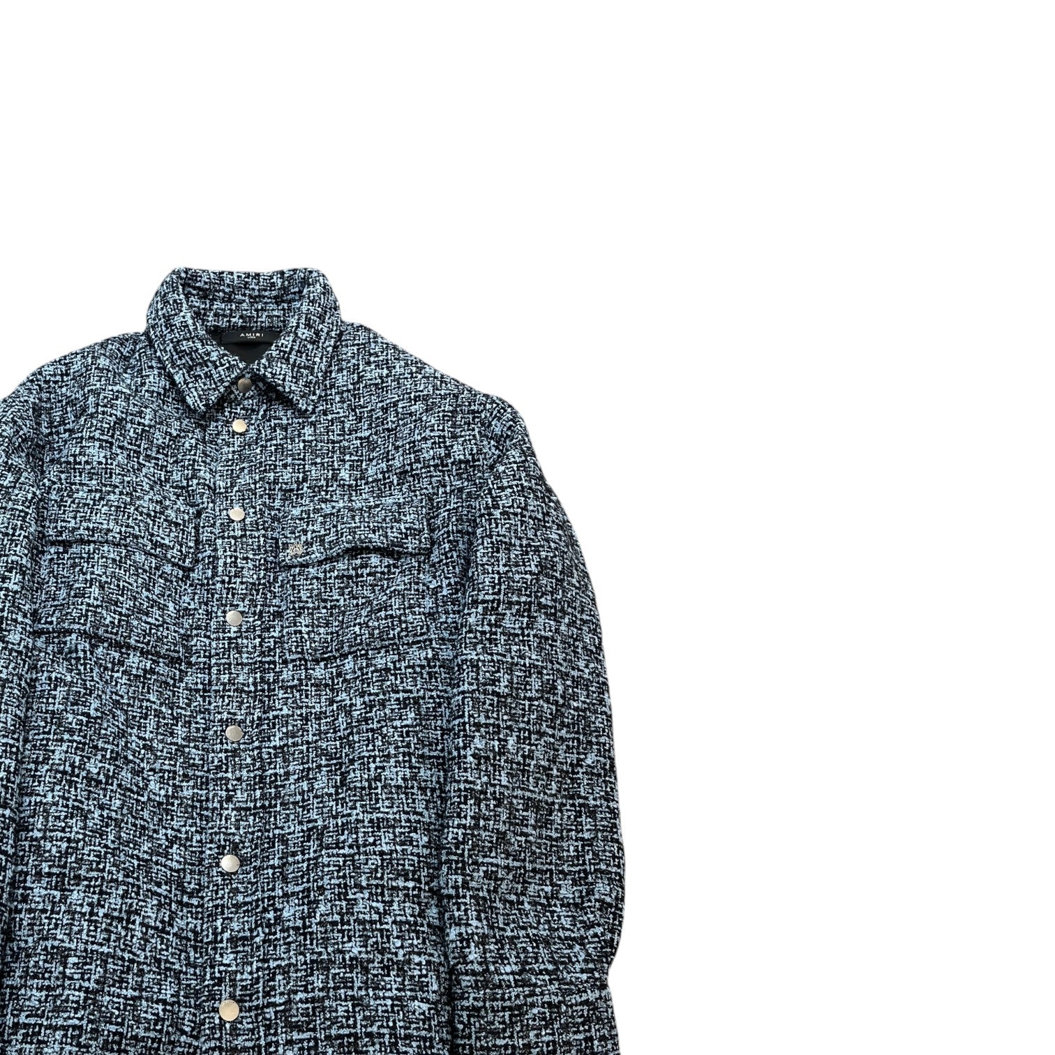 Men's Bouclé Padded OverShirt Blue Size L - Image 3