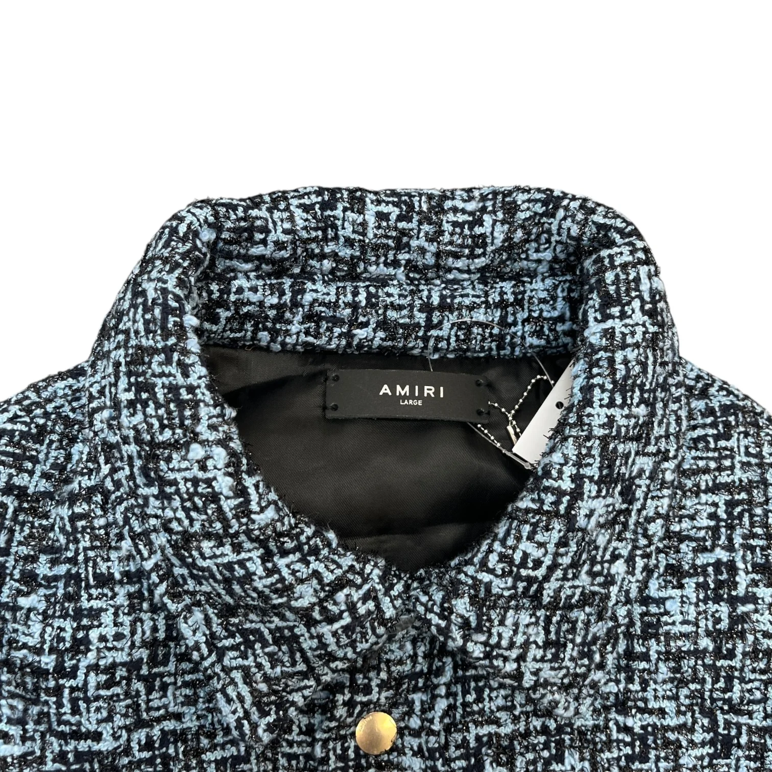 Men's Bouclé Padded OverShirt Blue Size L - Image 5