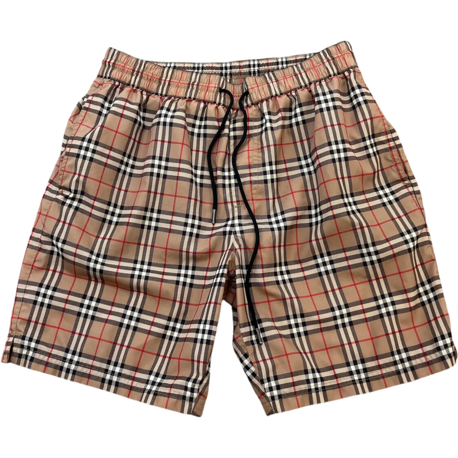 Men's Checkered Swim Shorts Beige Size S