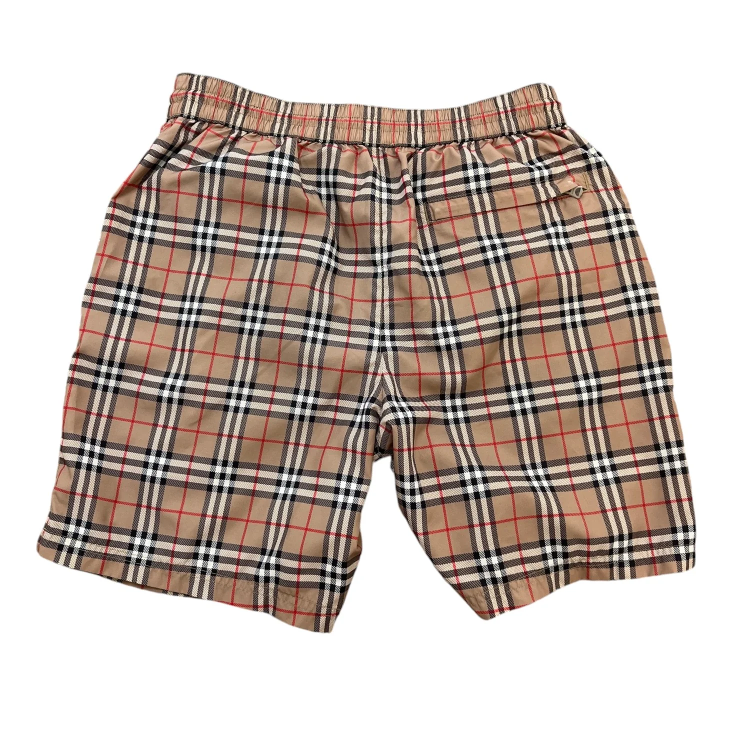 Men's Checkered Swim Shorts Beige Size S - Image 2