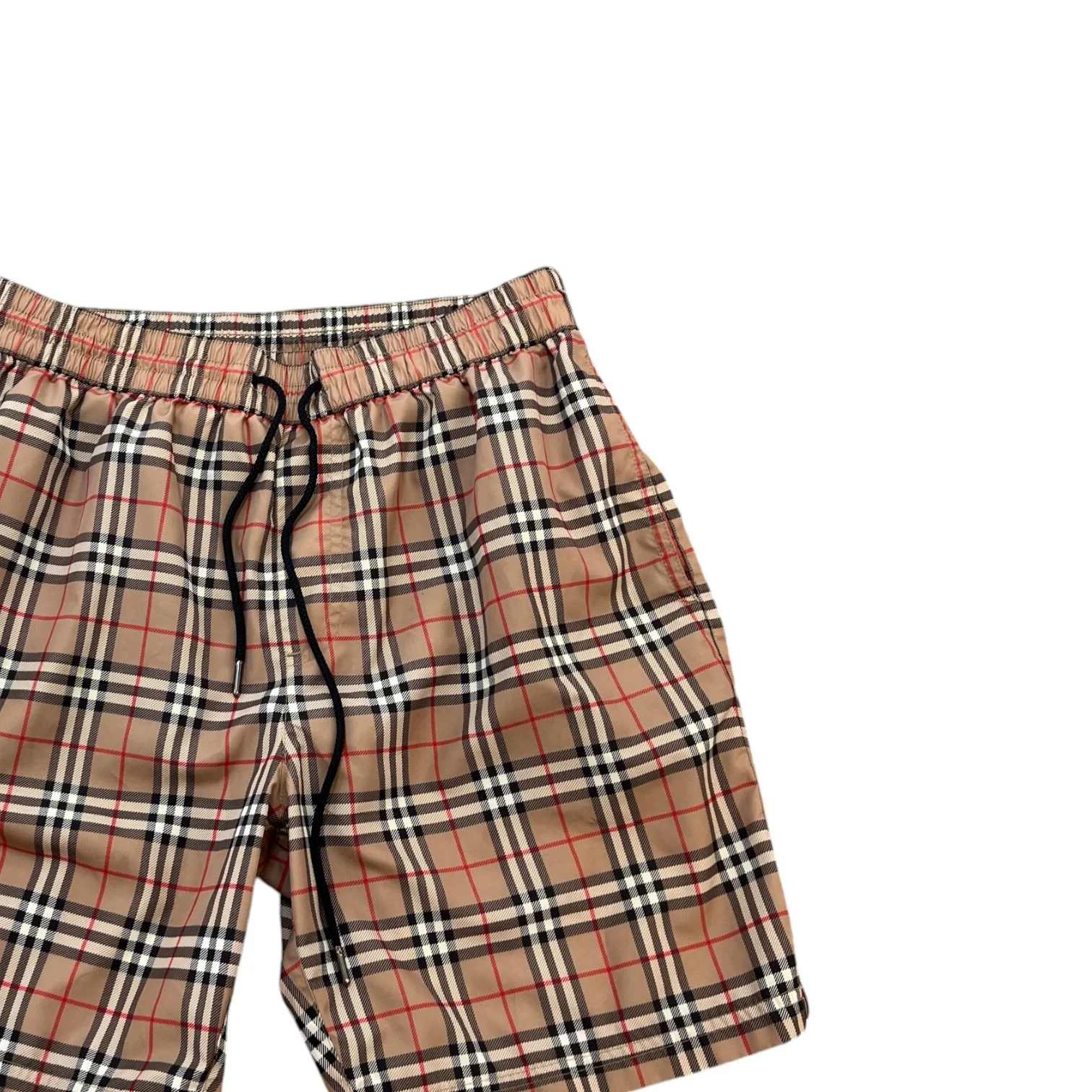 Men's Checkered Swim Shorts Beige Size S - Image 3
