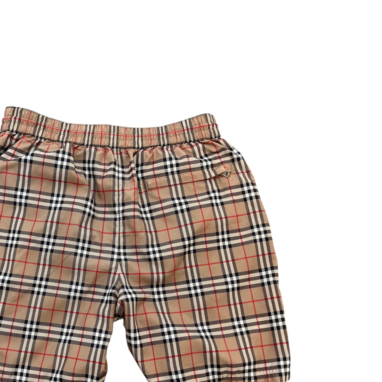 Men's Checkered Swim Shorts Beige Size S - Image 4
