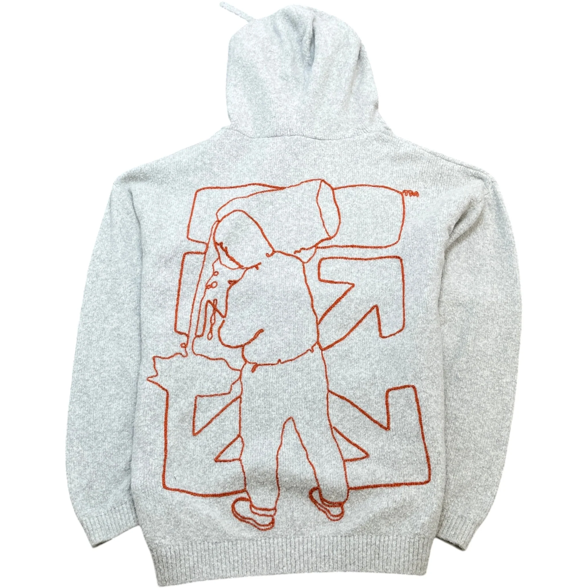 Men's Embroidered Arrow Logo Hoodie Grey Size XXS - Image 2
