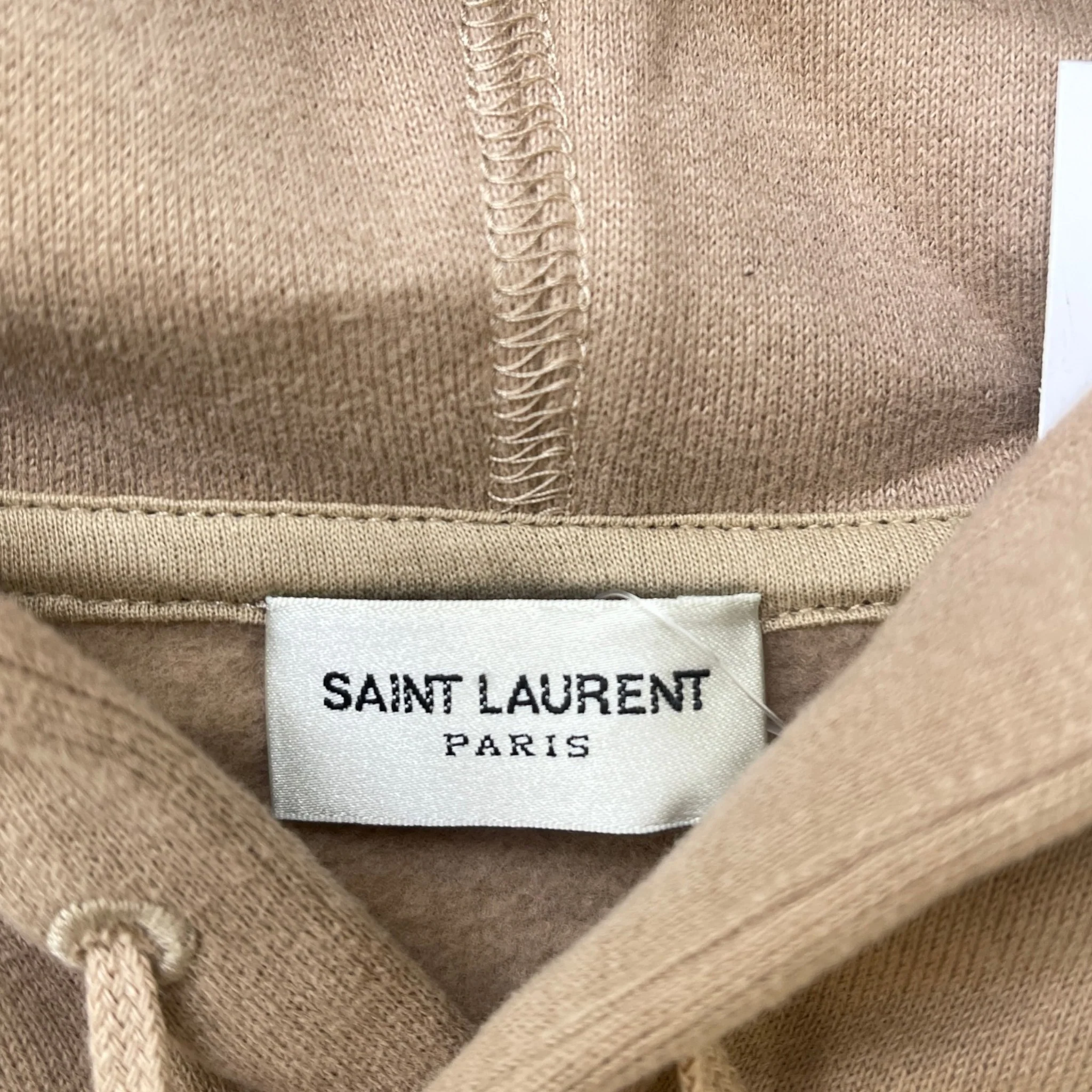 Men's Embroidered Logo Hoodie Beige Size L - Image 5