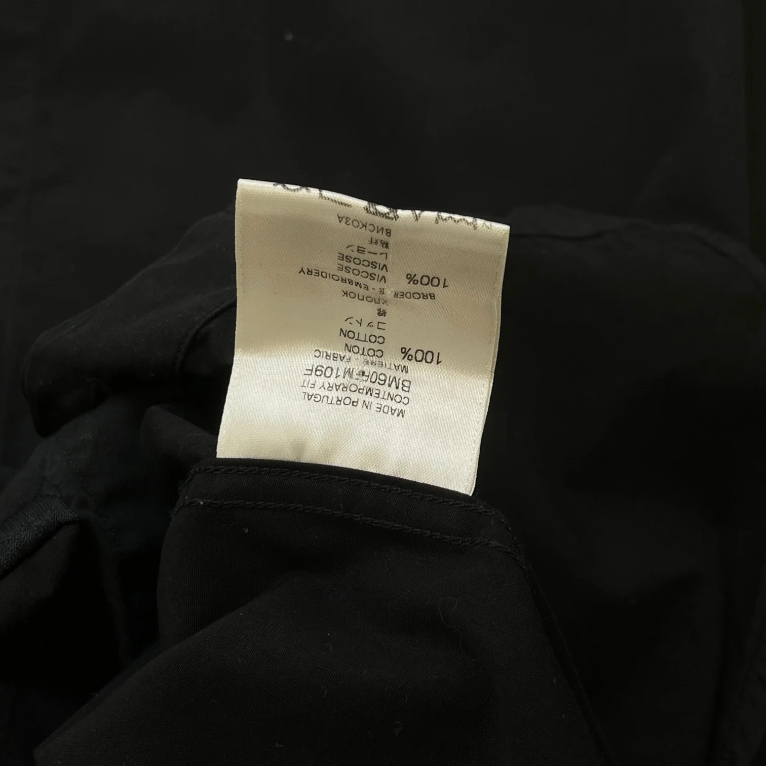 Men's Embroidered Logo Long Sleeve Shirt Black Size S - Image 9