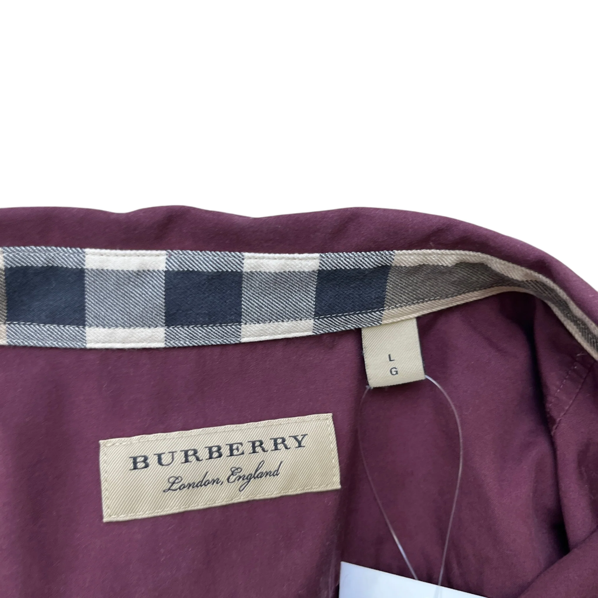 Men's Embroidered Logo Long Sleeve Shirt Burgundy Size L - Image 8