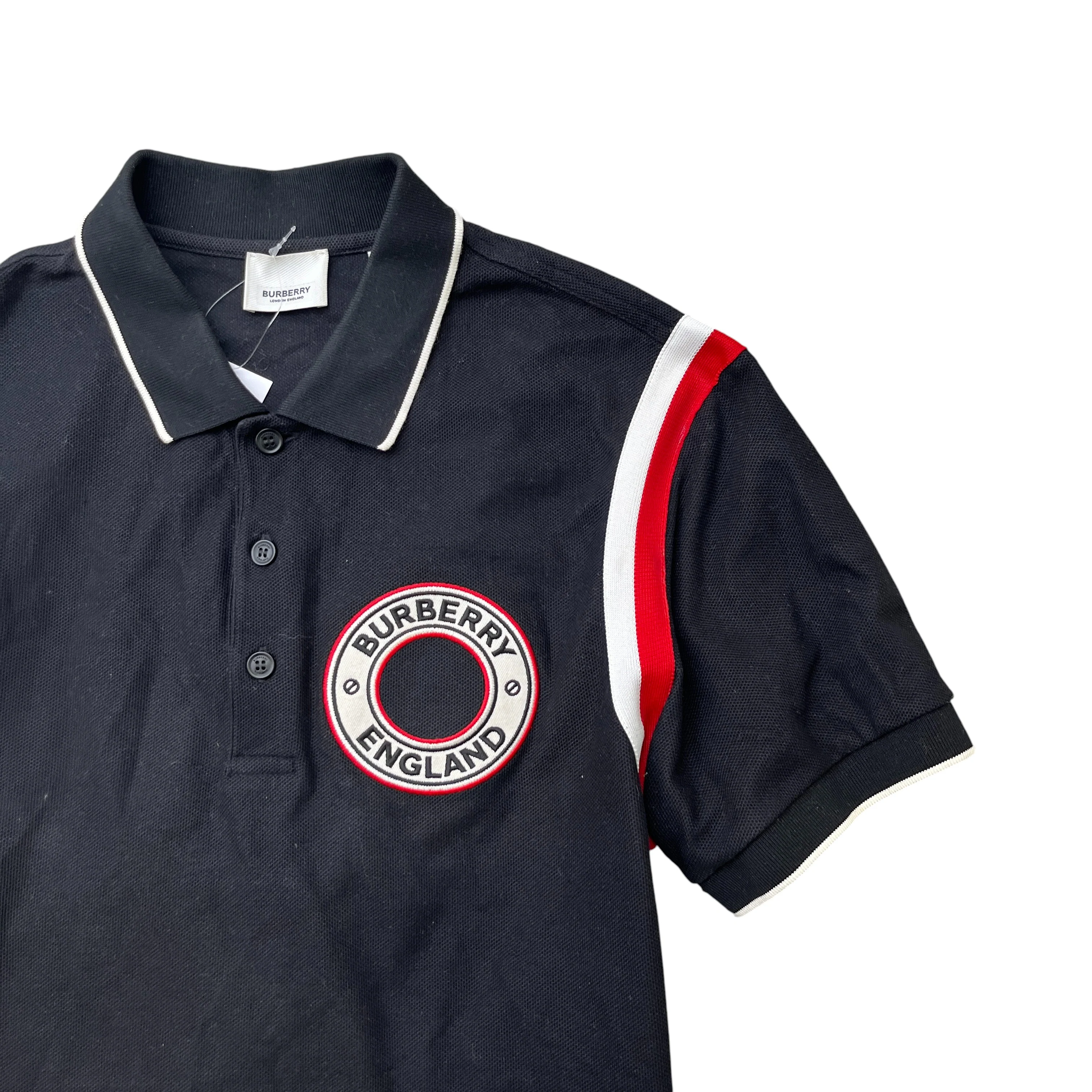 Men's Embroidered Logo Polo Shirt Black Size S - Image 5