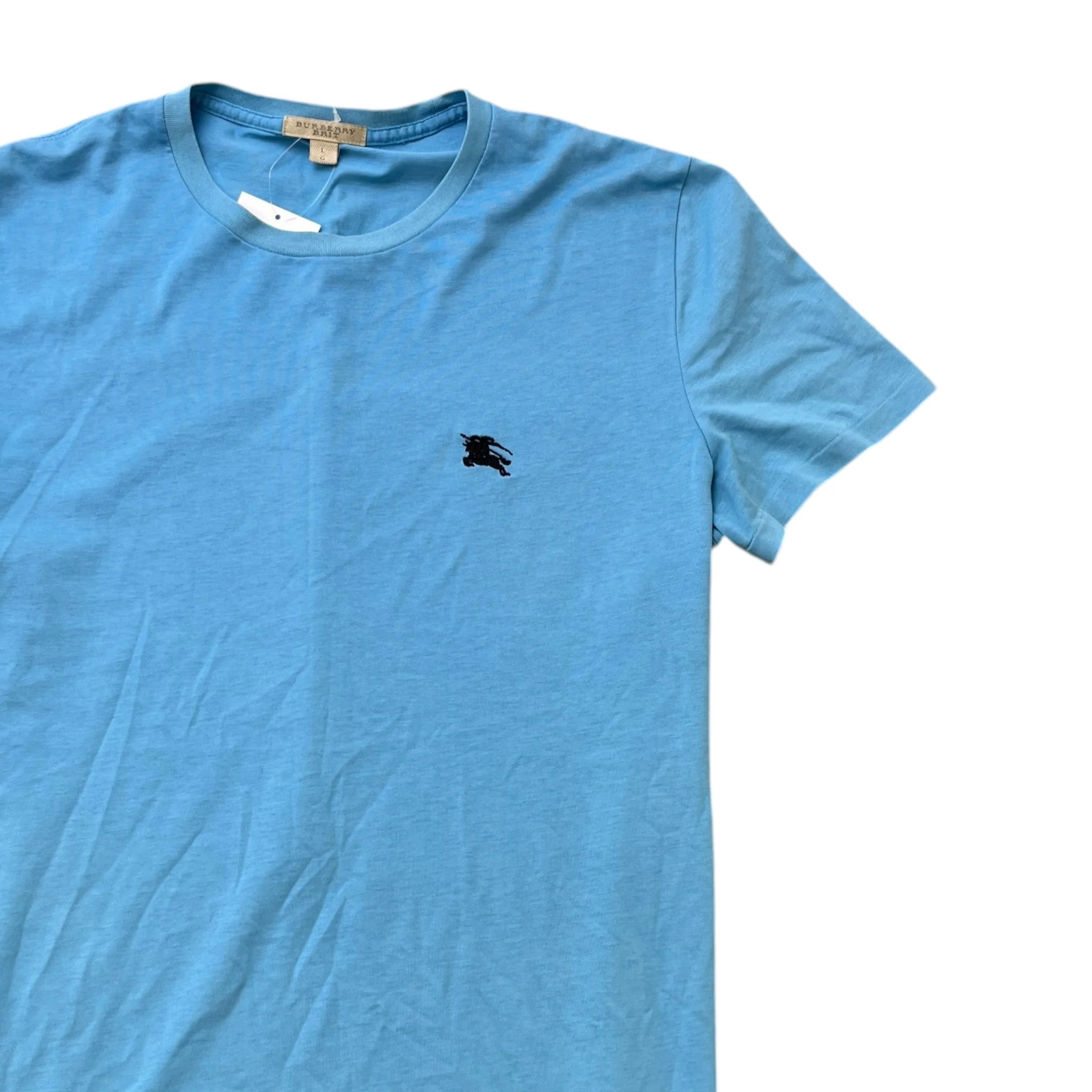 Men's Embroidered Logo T-Shirt Blue Size L - Image 3