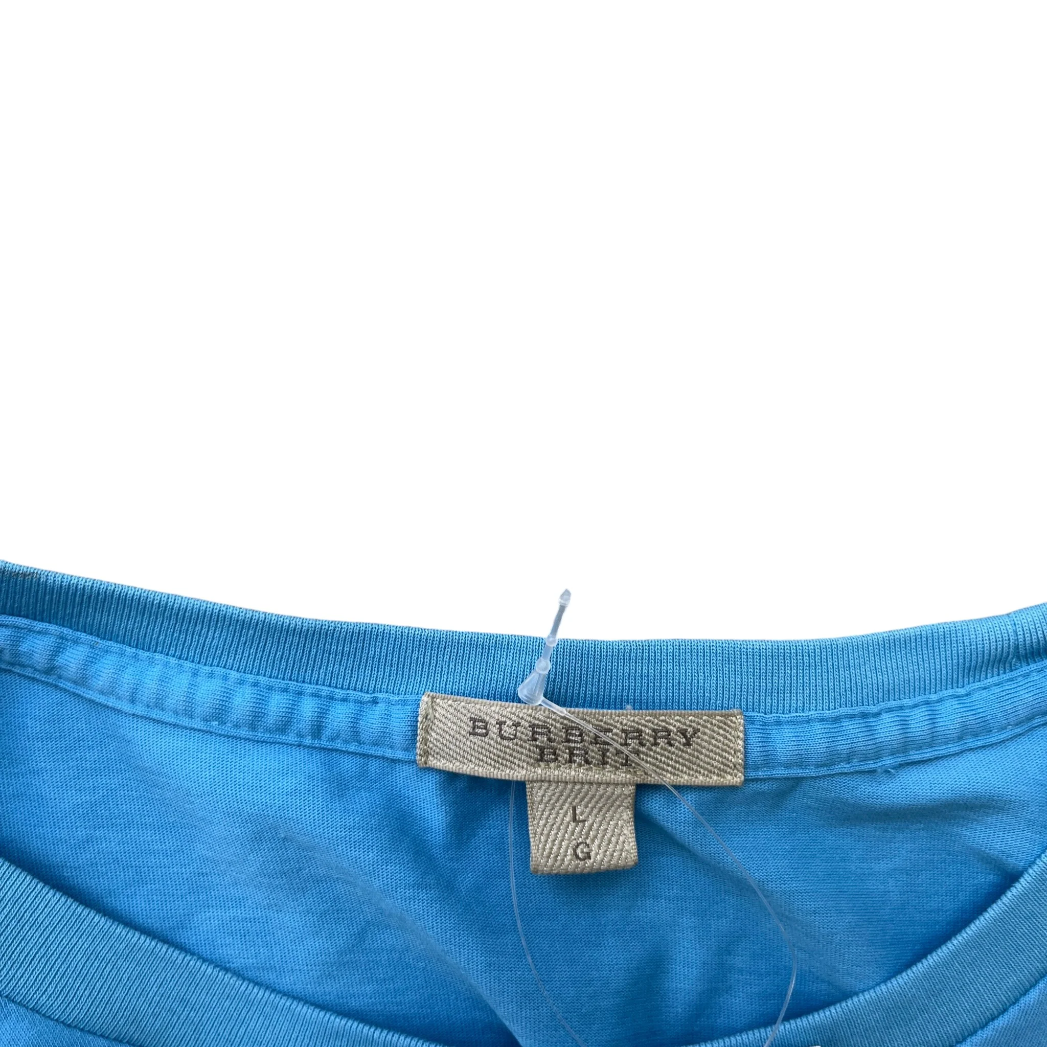 Men's Embroidered Logo T-Shirt Blue Size L - Image 7