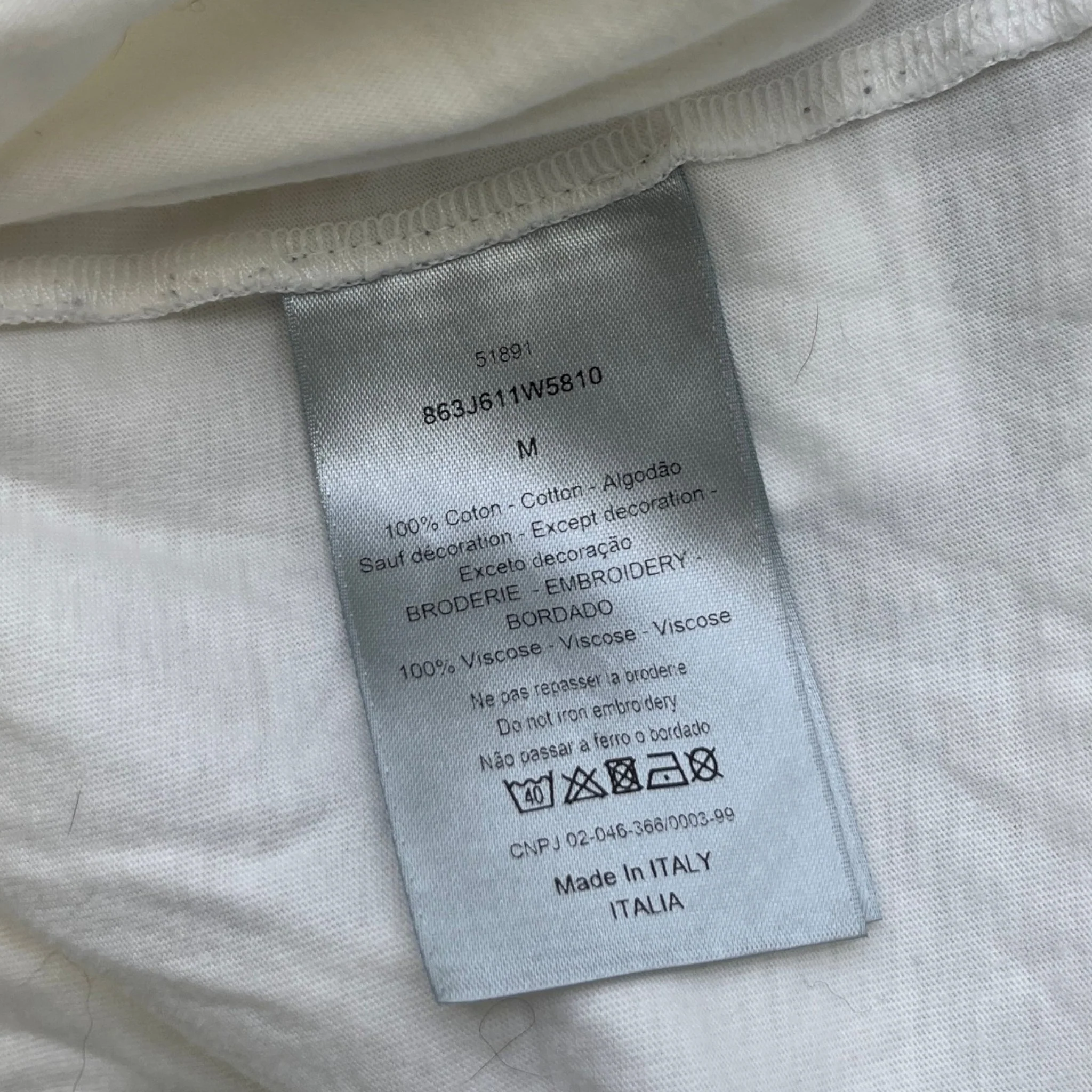 Men's Embroidered Logo T-Shirt White Size M - Image 8