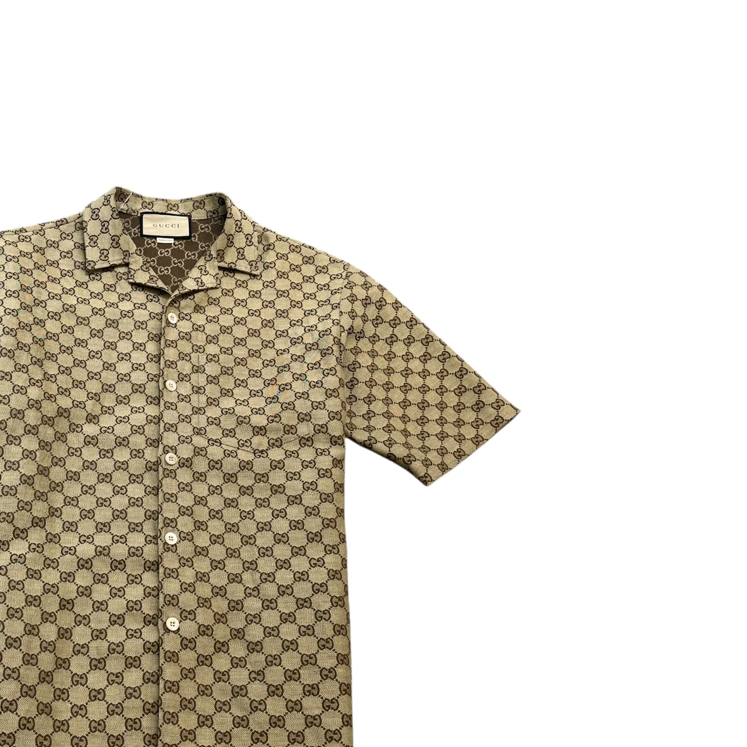 Men's Gg Supreme Short Sleeve Shirt Beige Size IT 48 / UK M - Image 3