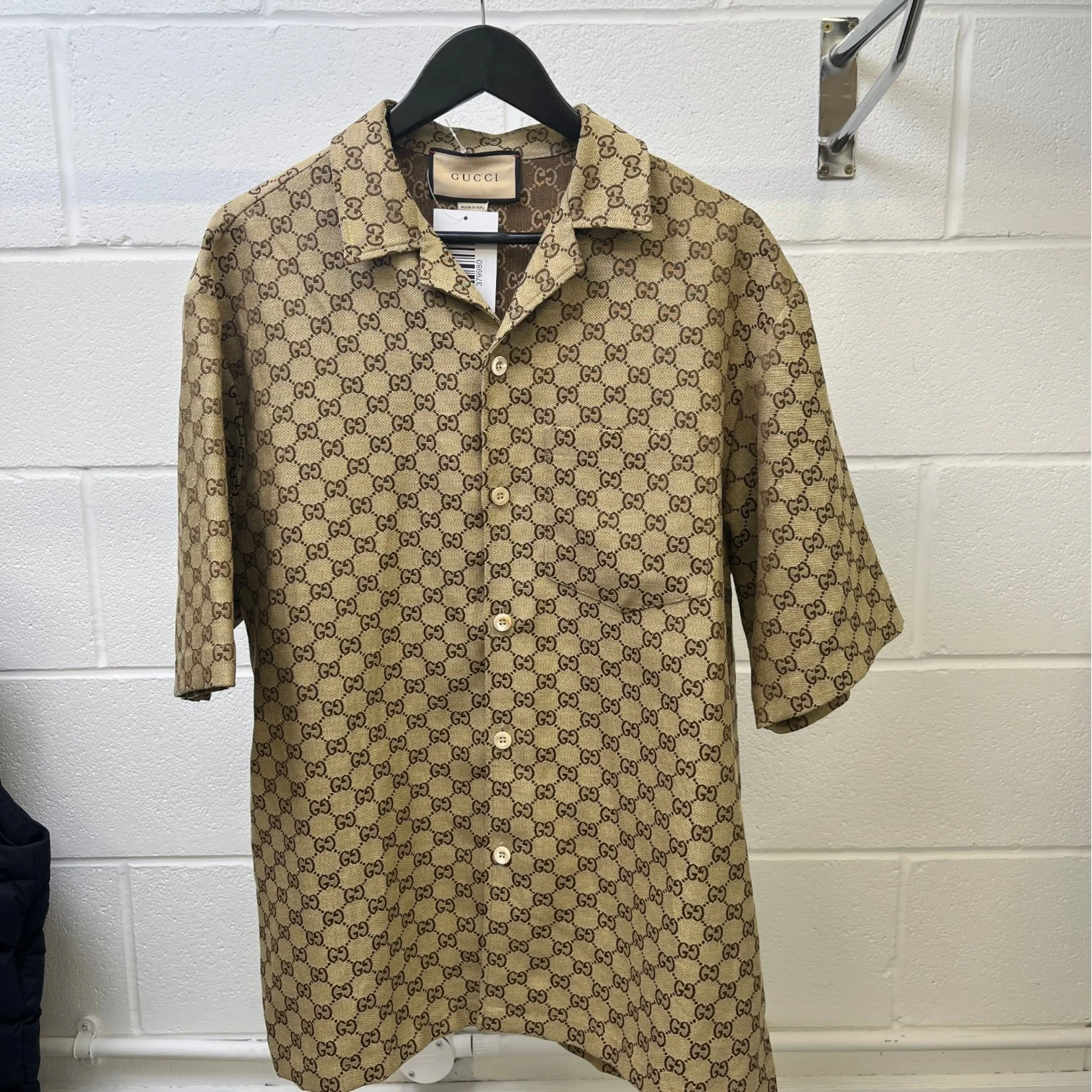 Men's Gg Supreme Short Sleeve Shirt Beige Size IT 48 / UK M - Image 8
