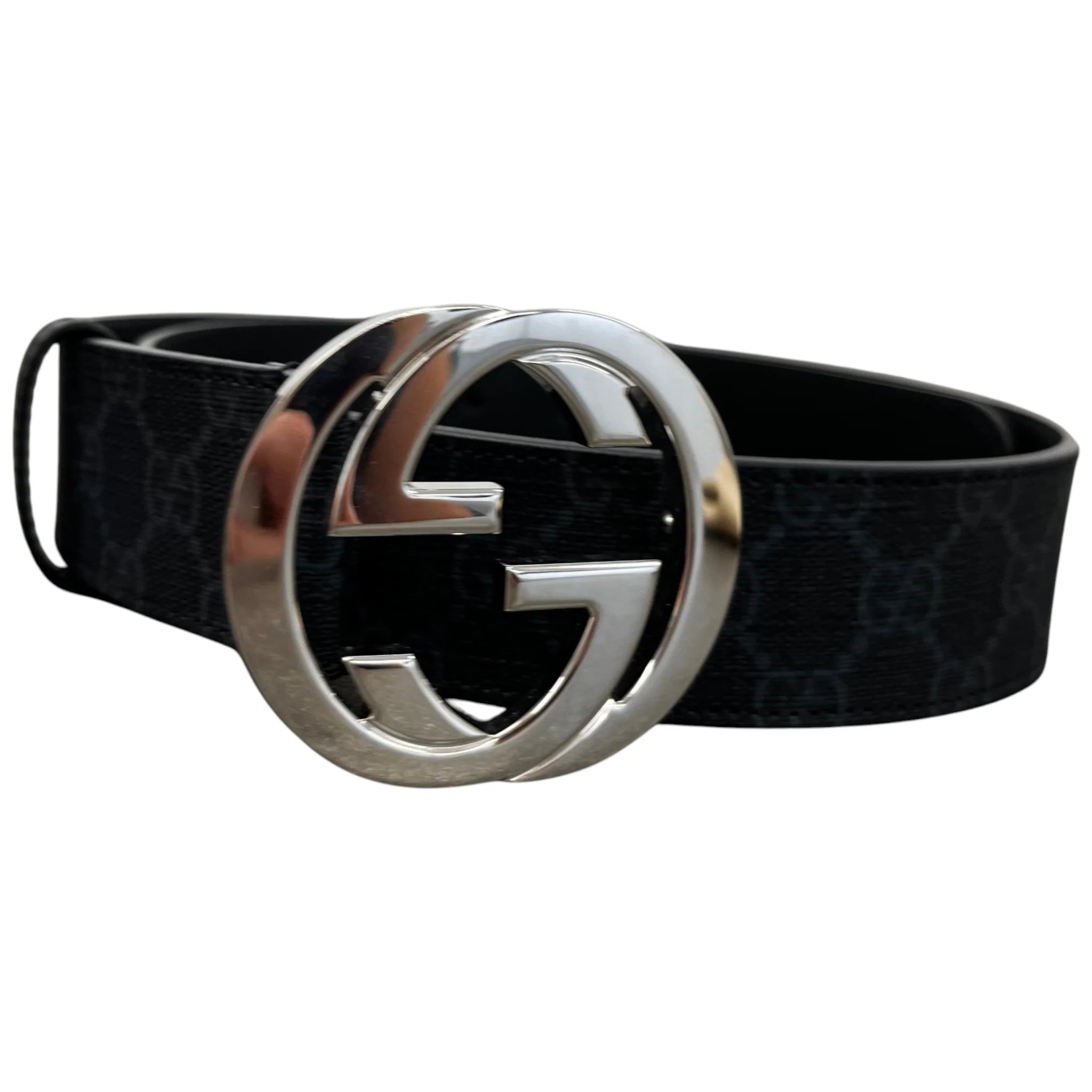 Men's Interlocking G Belt Black Size Waist 32"