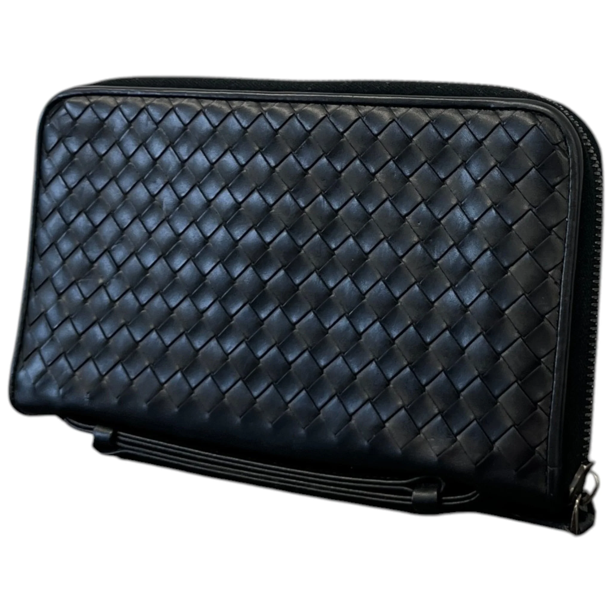Men's Intrecciato Woven Wallet Black - Image 5