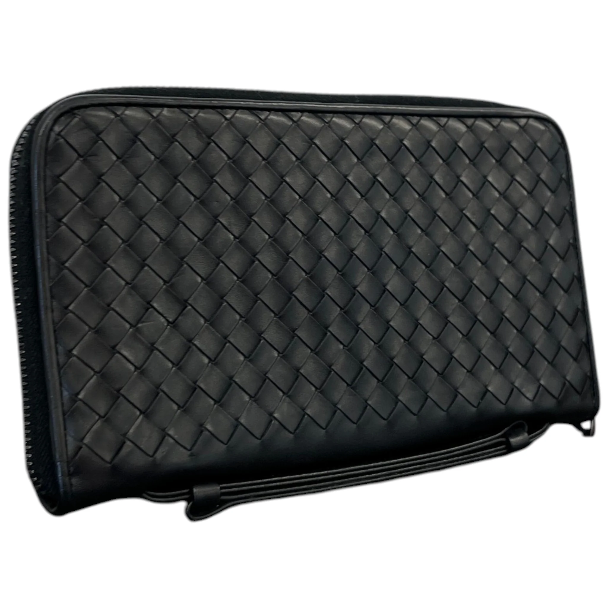 Men's Intrecciato Woven Wallet Black - Image 6