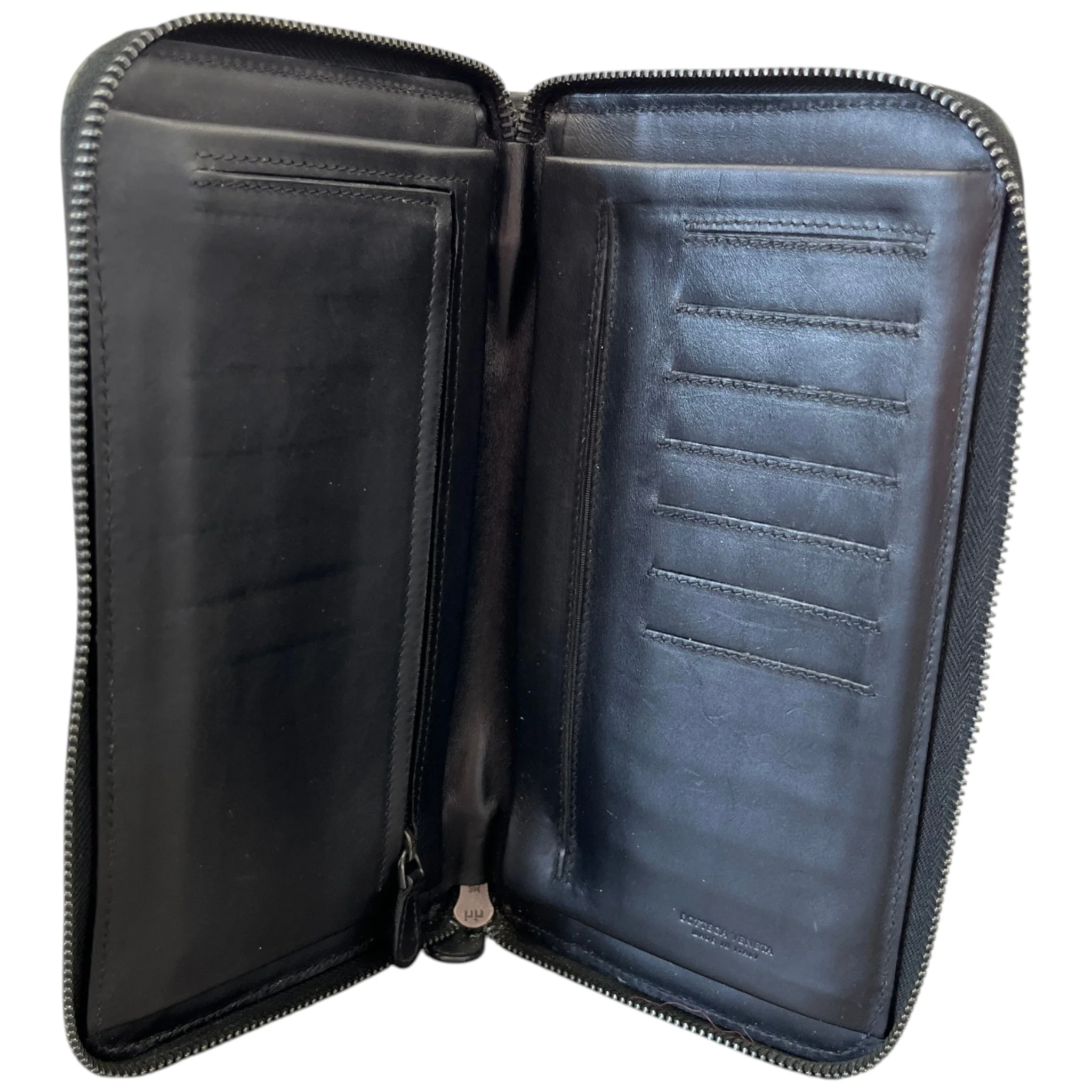 Men's Intrecciato Woven Wallet Black - Image 8