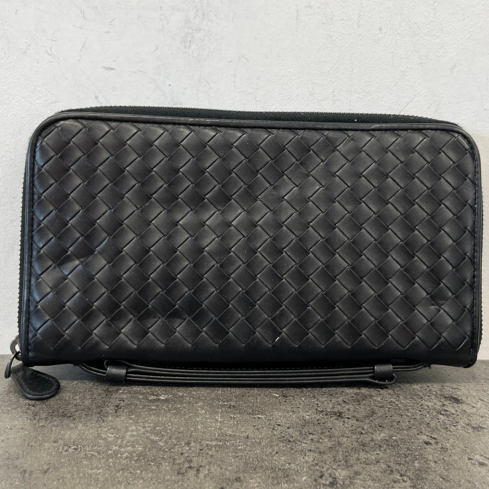 Men's Intrecciato Woven Wallet Black - Image 9
