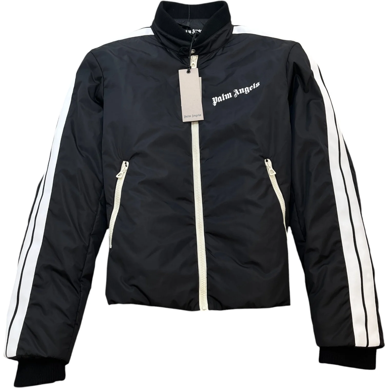 Men's Logo Print Lightweight Puffer Jacket Black Size XL