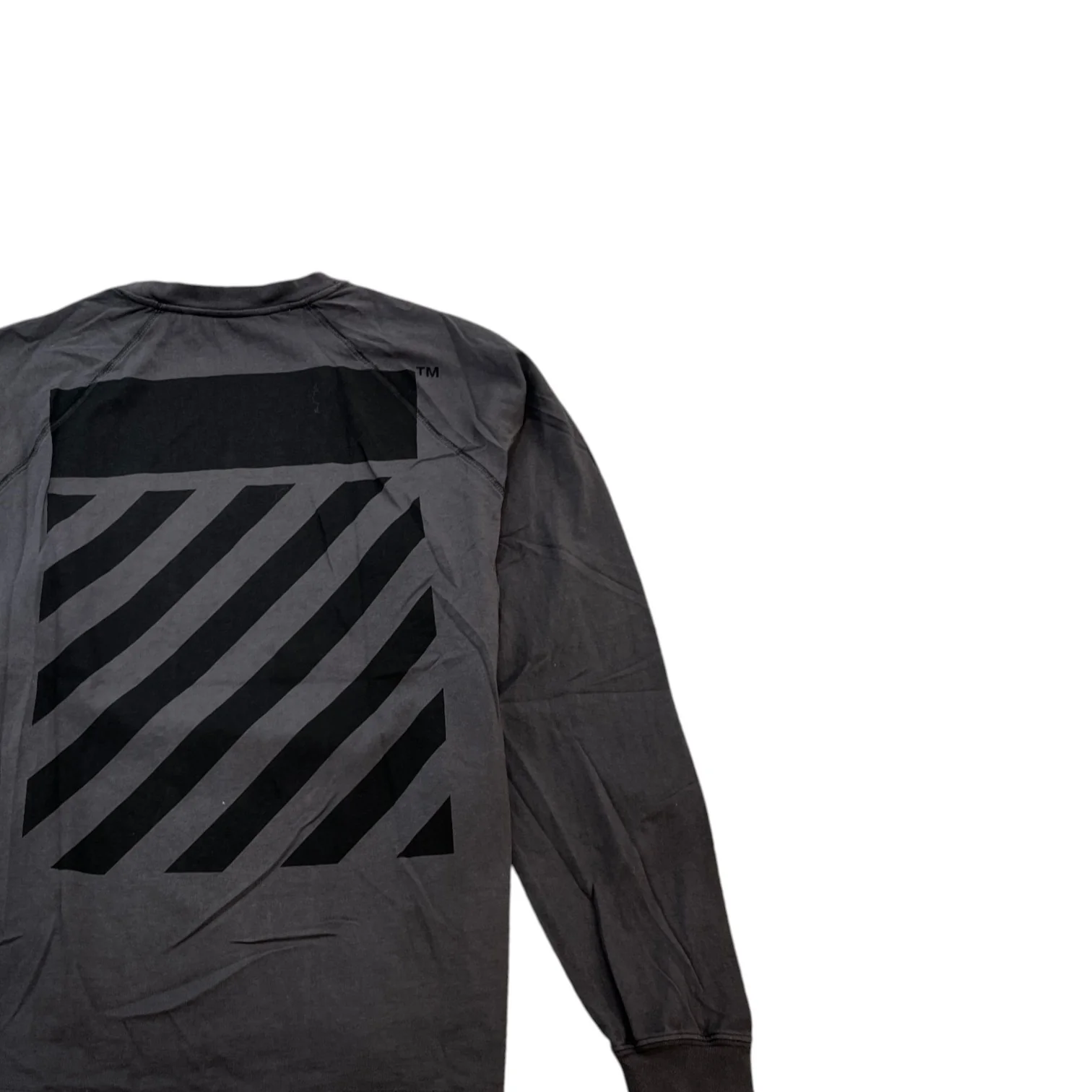 Men's Logo Print Long Sleeve T-Shirt Charcoal Size XS - Image 4