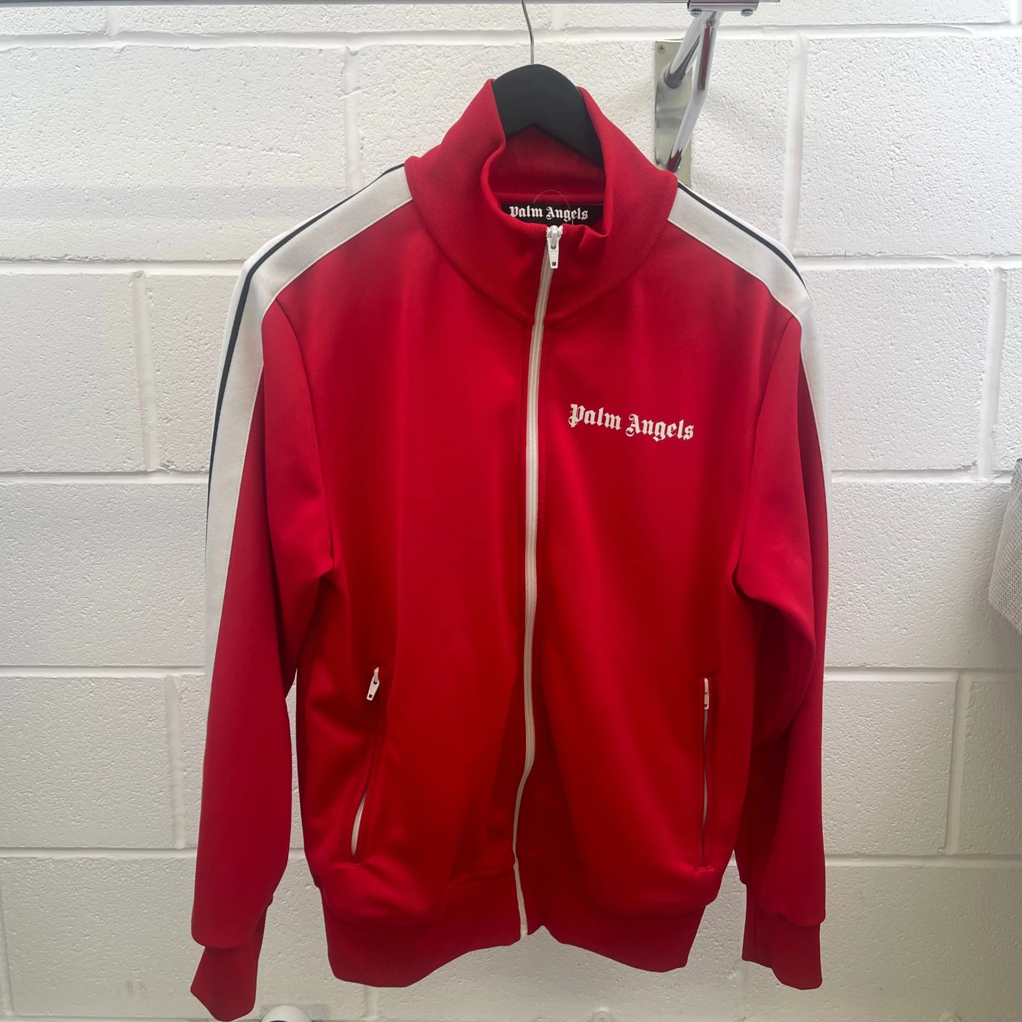 Men's Logo Print Track Jacket Red Size L - Image 13