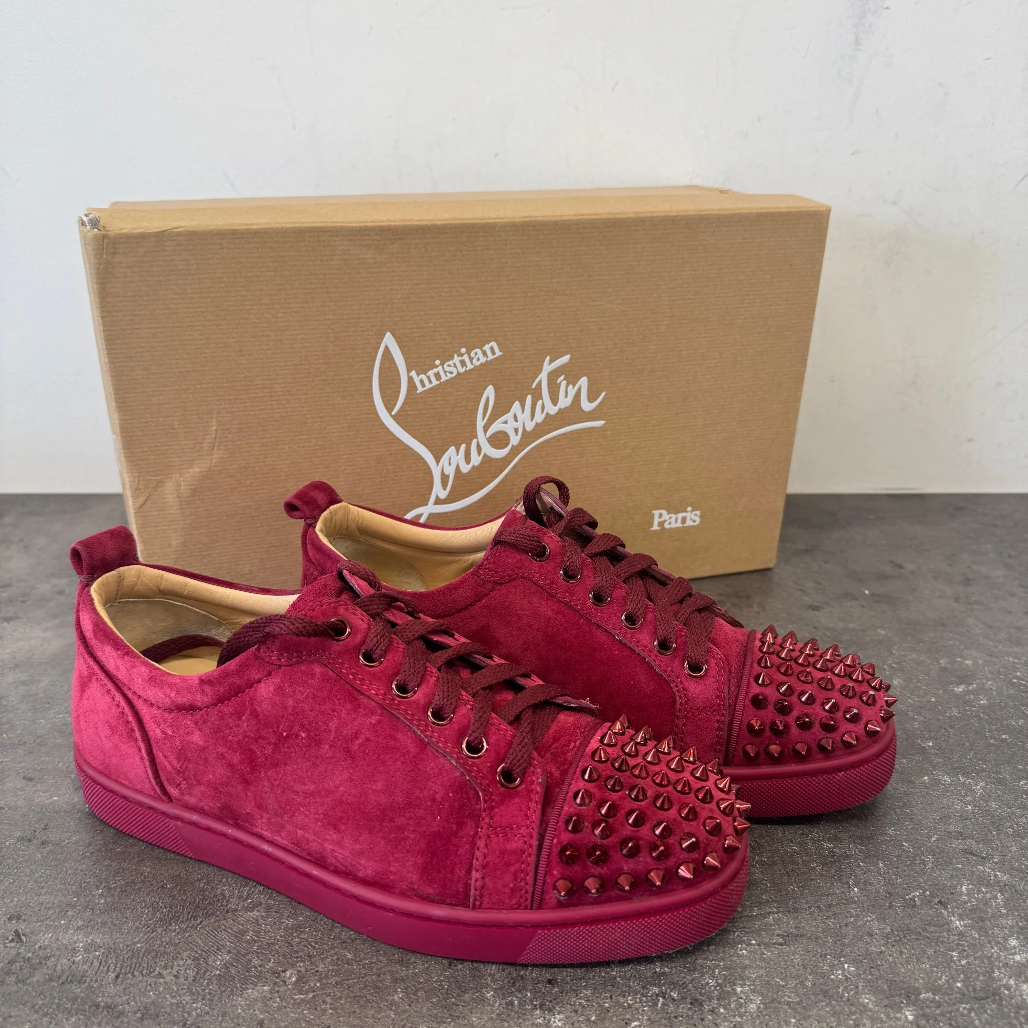 Men's Louis Junior Spikes Flat Low Trainers Burgundy Size EU 40 / UK 6 - Image 11