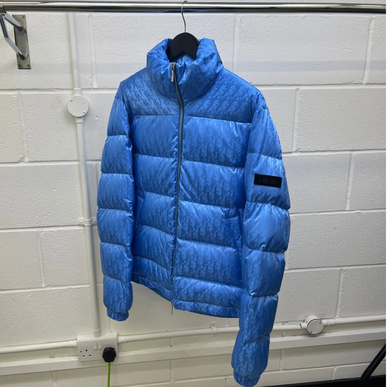 Men's Oblique Down Jacket Blue Size IT 46 / S - Image 9
