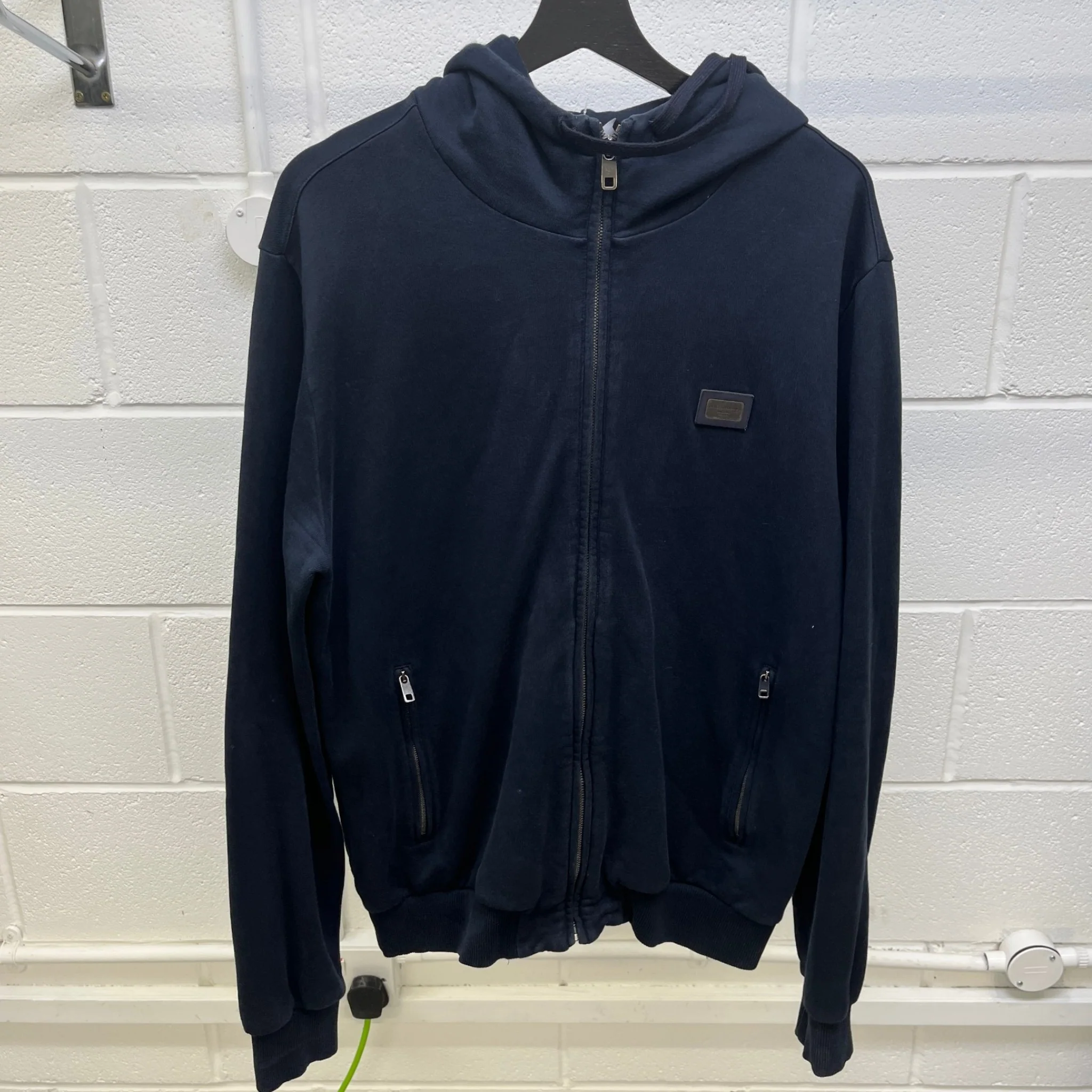 Men's Plaque Logo Hoodie Navy Size IT 52 / UK XL - Image 8