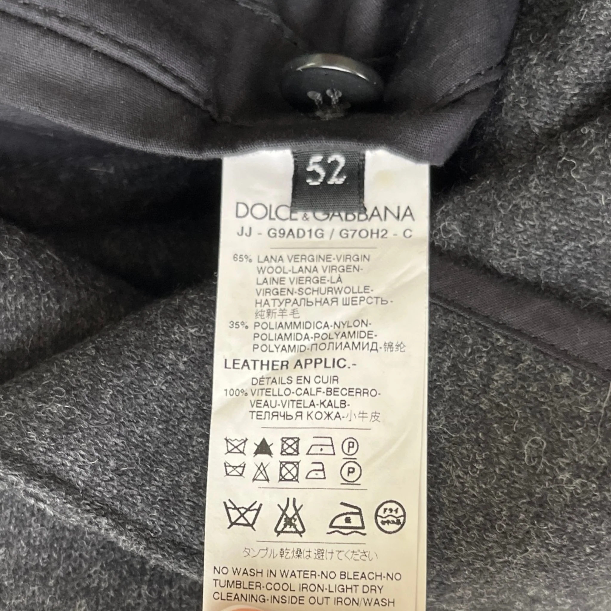 Men's Plaque Logo Jacket Charcoal Size IT 52 / XL - Image 8