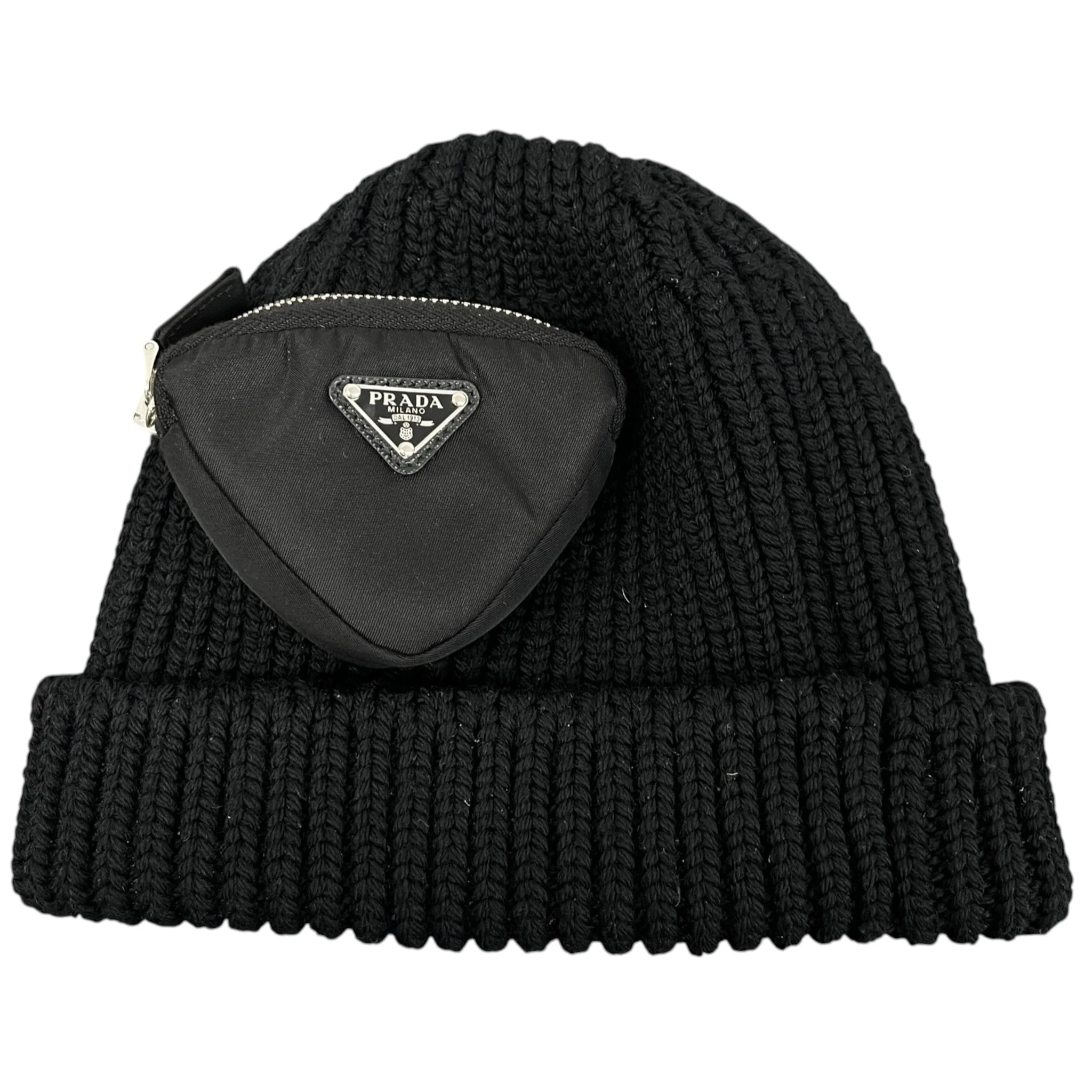 Men's Plaque Logo Pouch Hat Black Size M