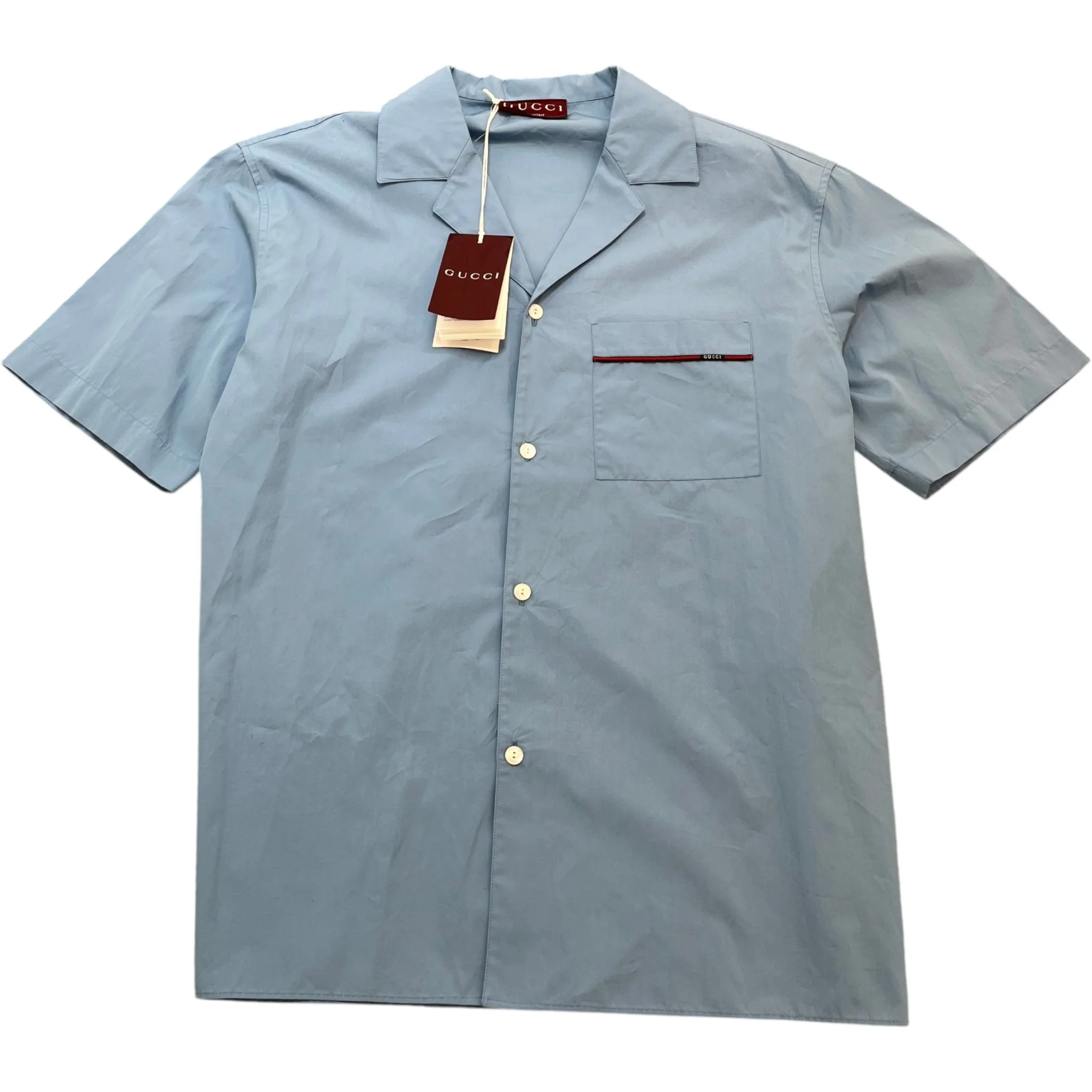 Men's Pocket Logo Short Sleeve Shirt Blue Size IT 50 / UK L