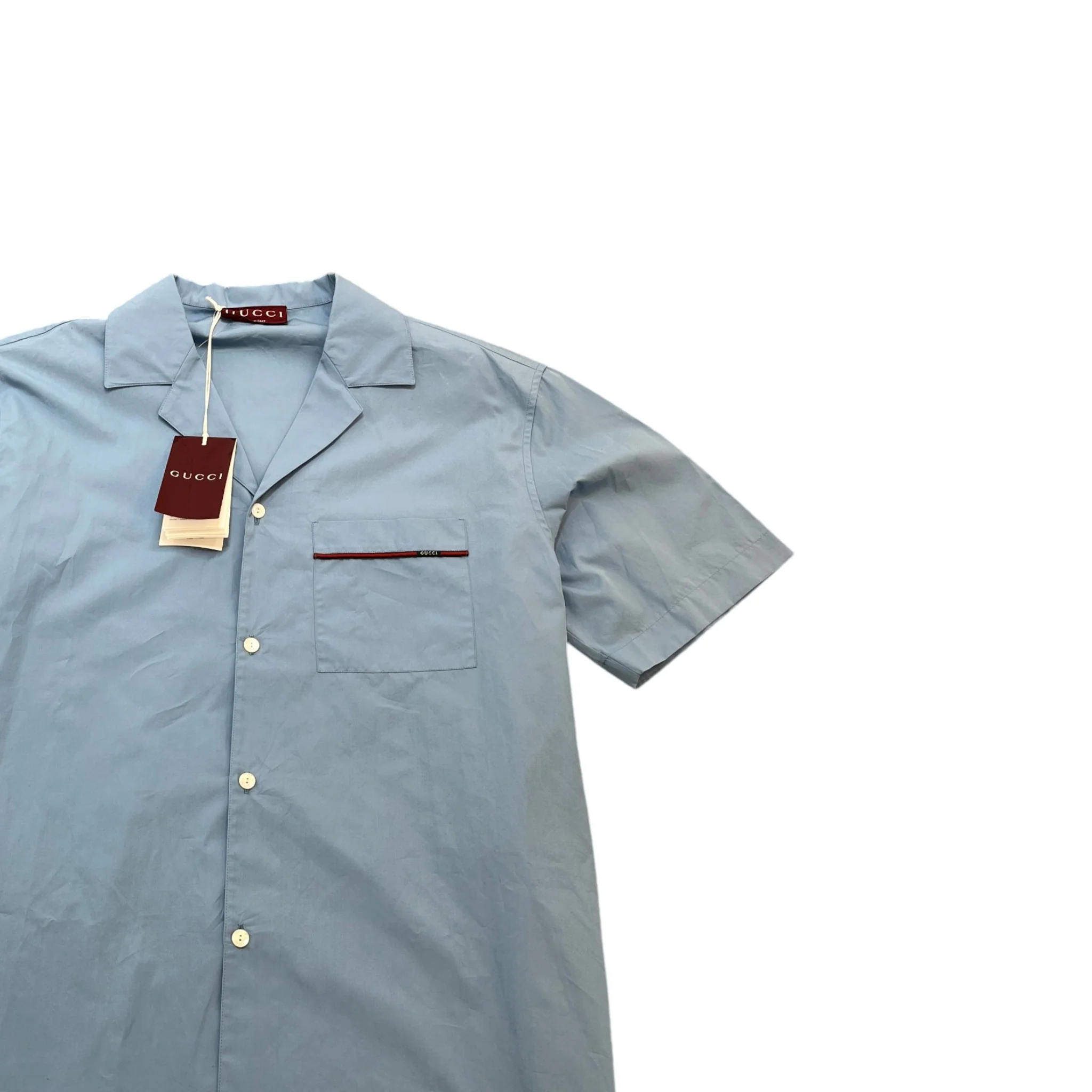 Men's Pocket Logo Short Sleeve Shirt Blue Size IT 50 / UK L - Image 3