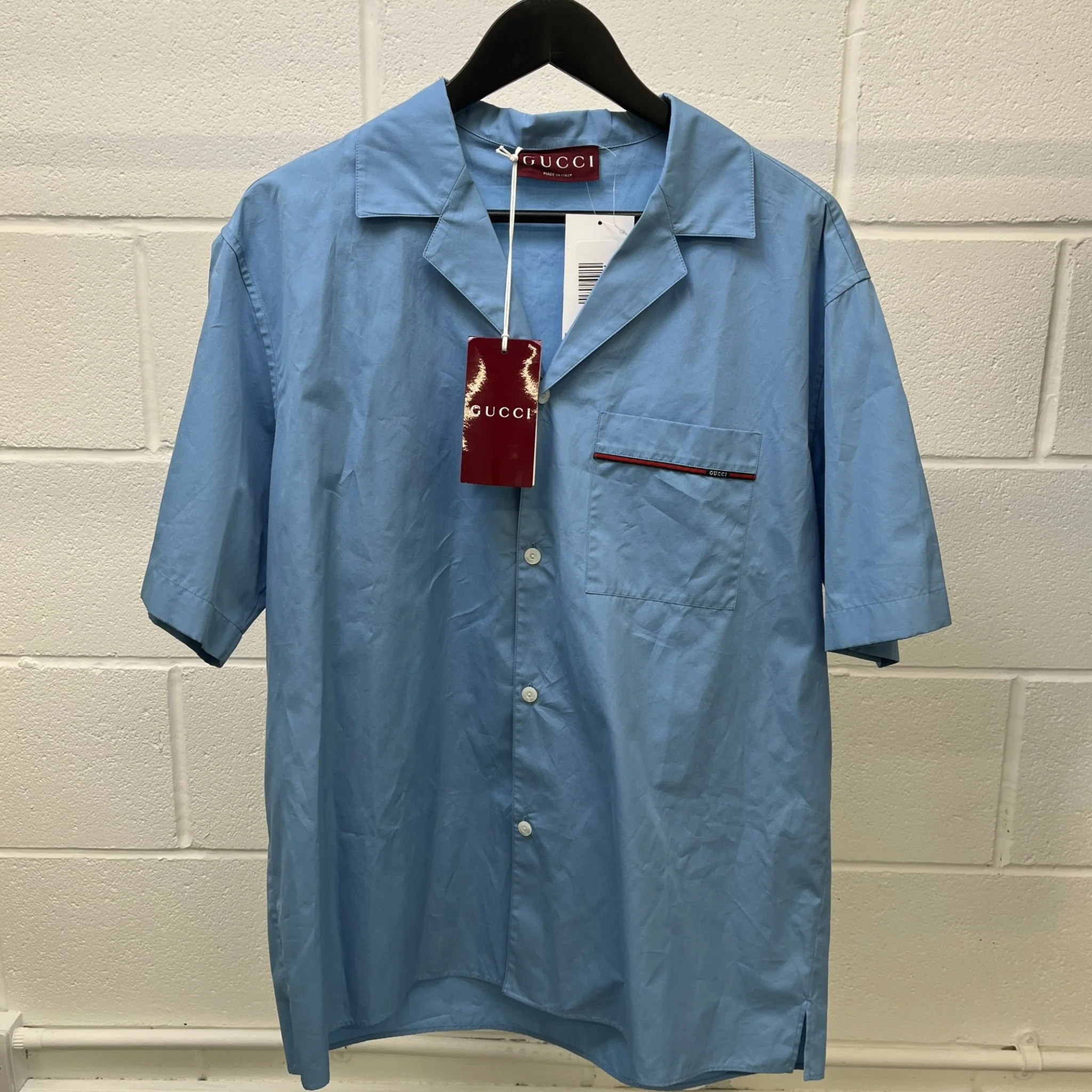 Men's Pocket Logo Short Sleeve Shirt Blue Size IT 50 / UK L - Image 9