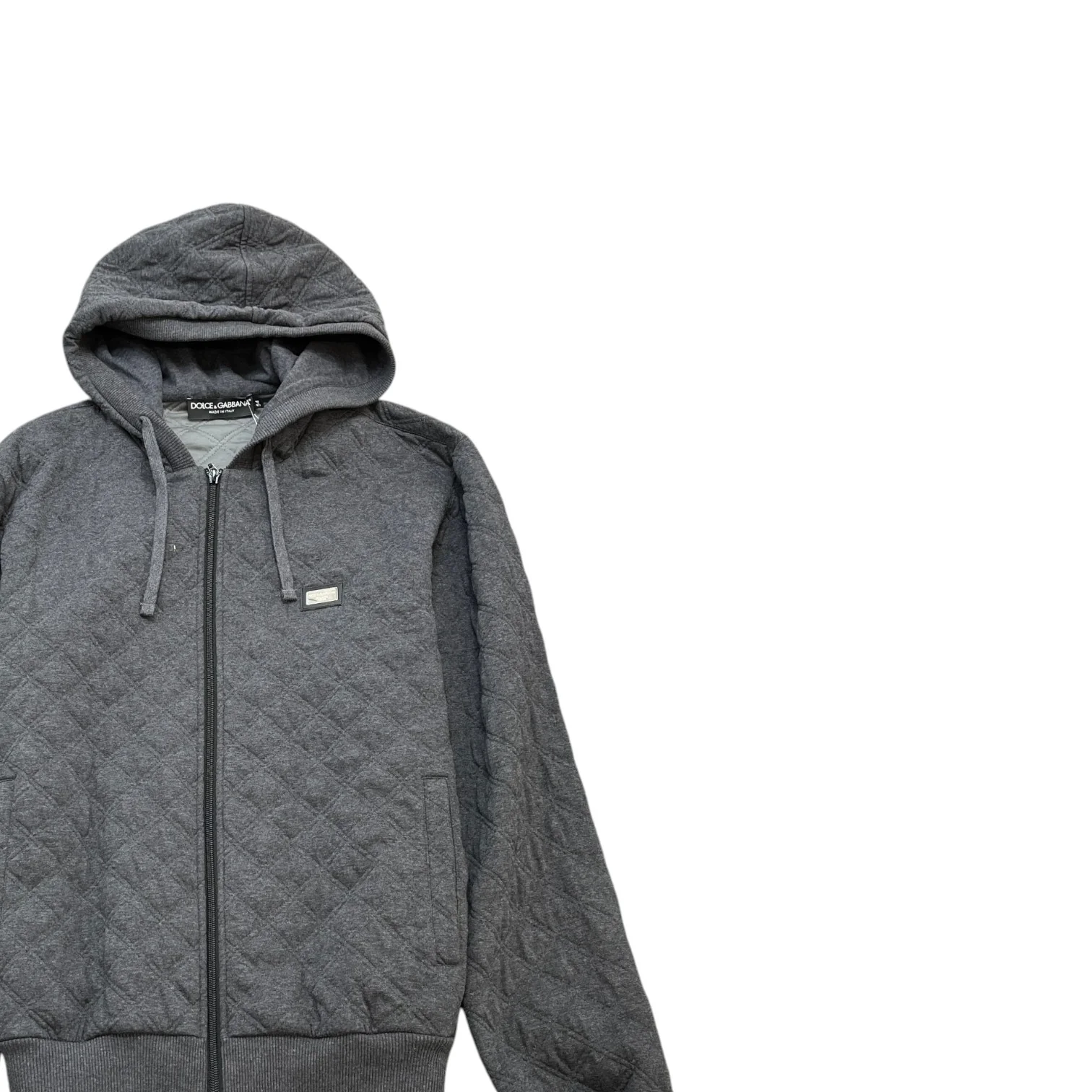 Men's Quilted Plaque Logo Hoodie Grey Size IT 54 / UK XXL - Image 3