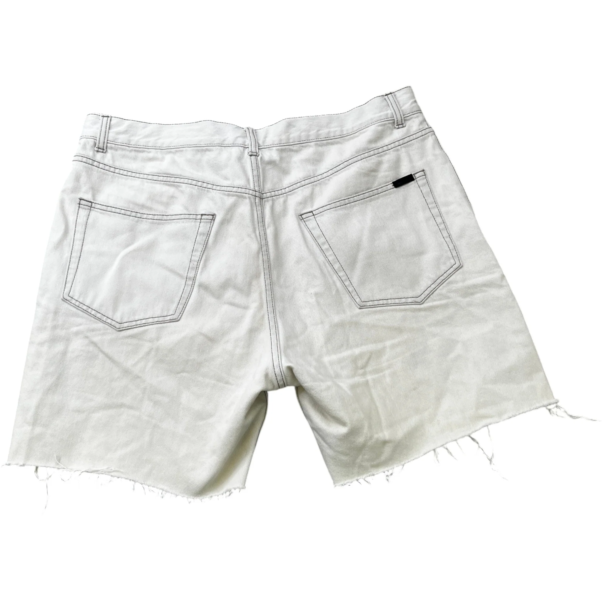 Men's Raw Edge Baggy Shorts Cream Size Waist 32" - Image 2