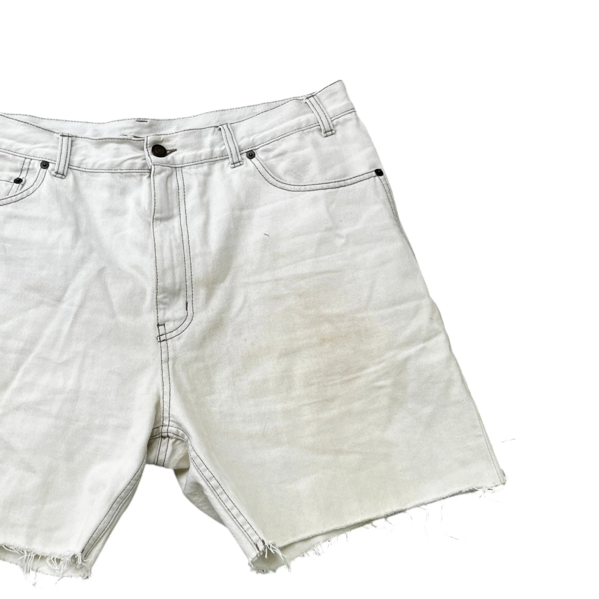 Men's Raw Edge Baggy Shorts Cream Size Waist 32" - Image 3