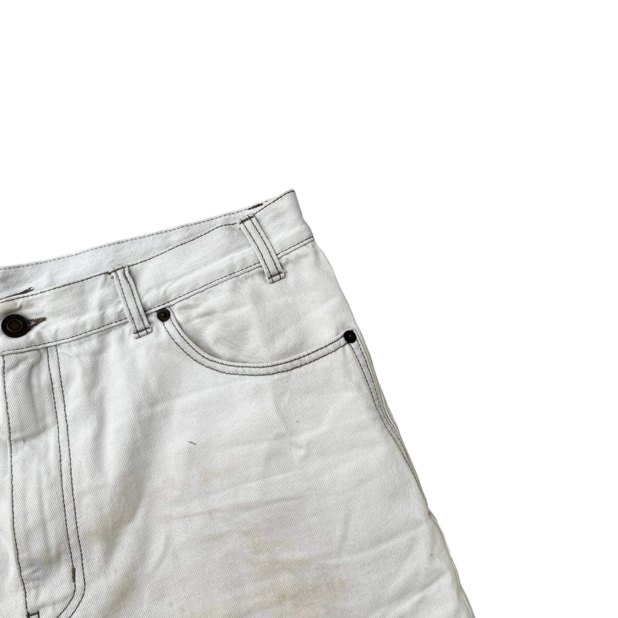 Men's Raw Edge Baggy Shorts Cream Size Waist 32" - Image 5