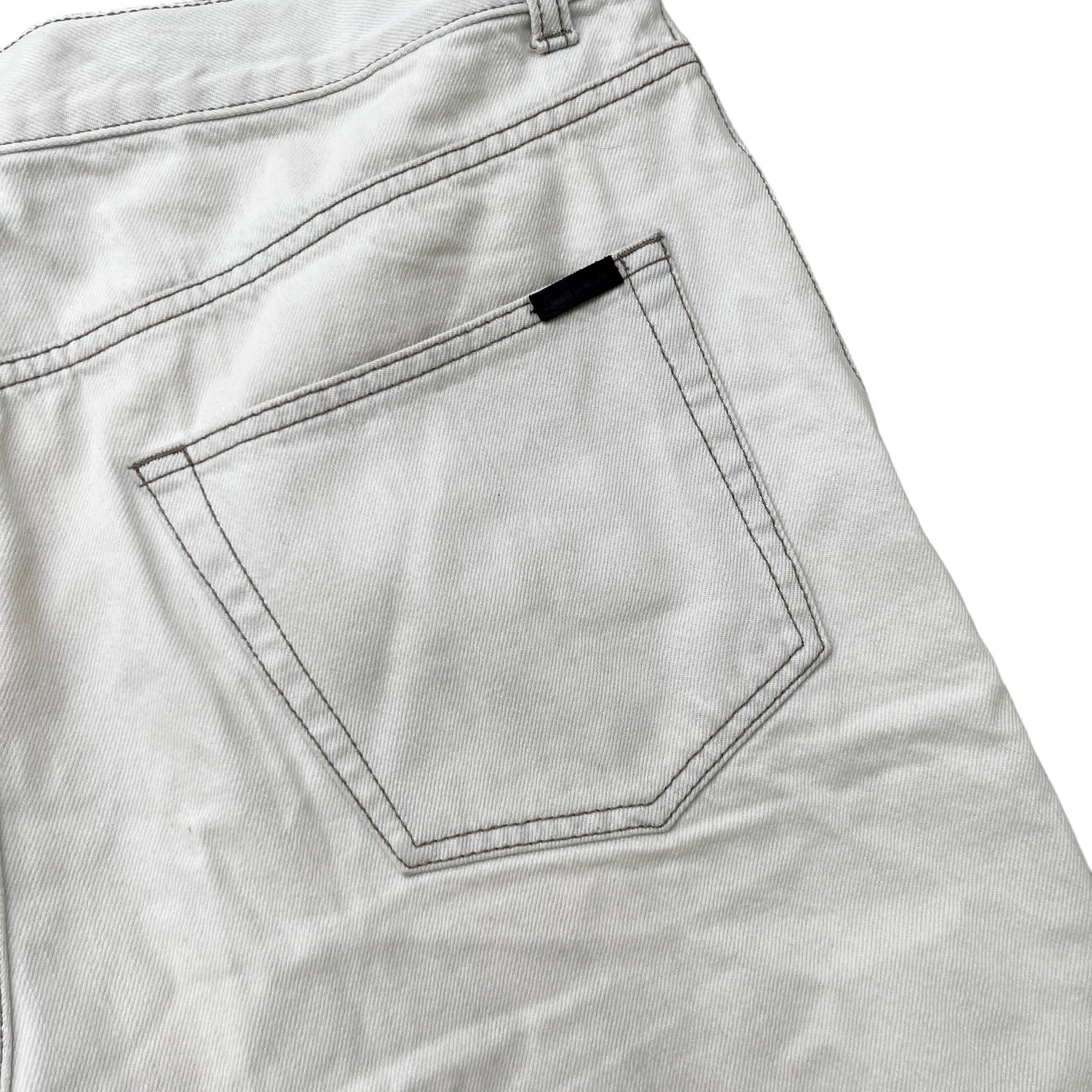 Men's Raw Edge Baggy Shorts Cream Size Waist 32" - Image 7