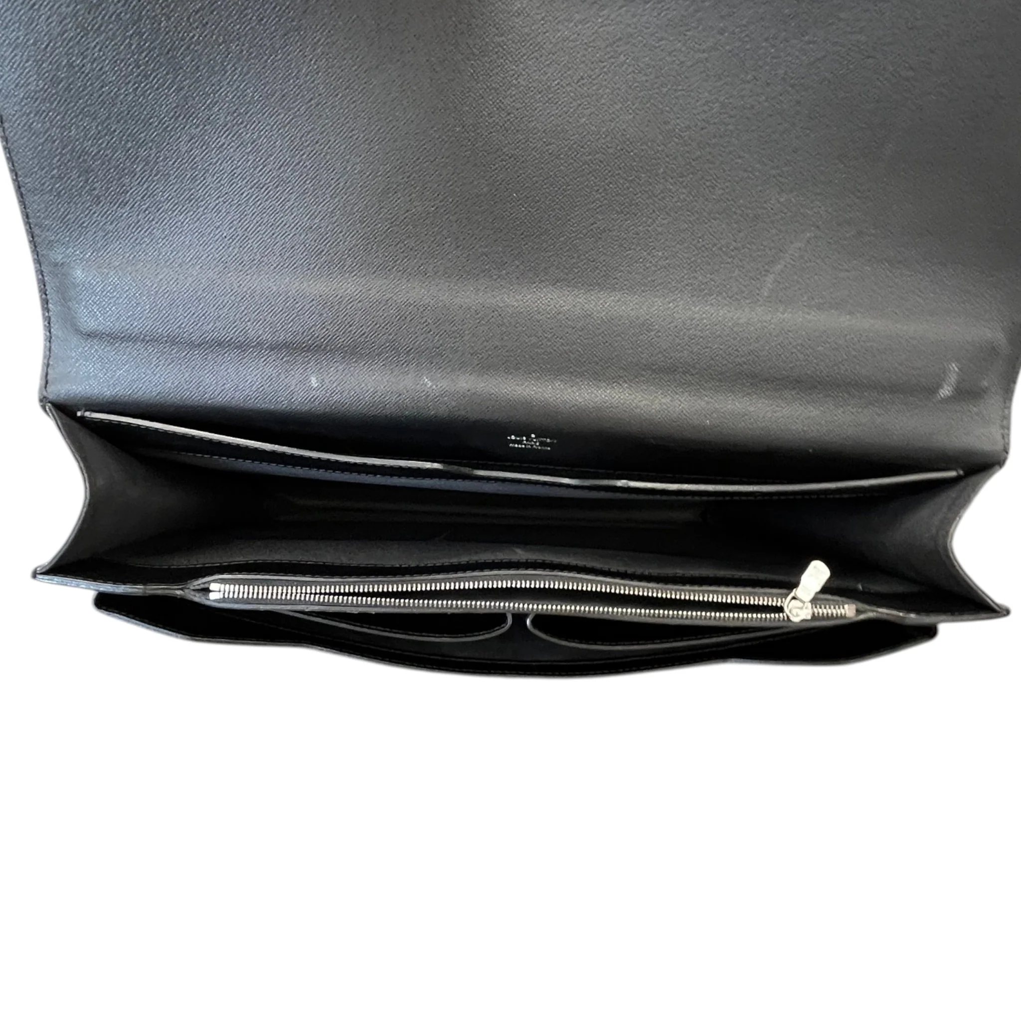 Men's Robusto Taiga Leather Briefcase Bag Black - Image 11