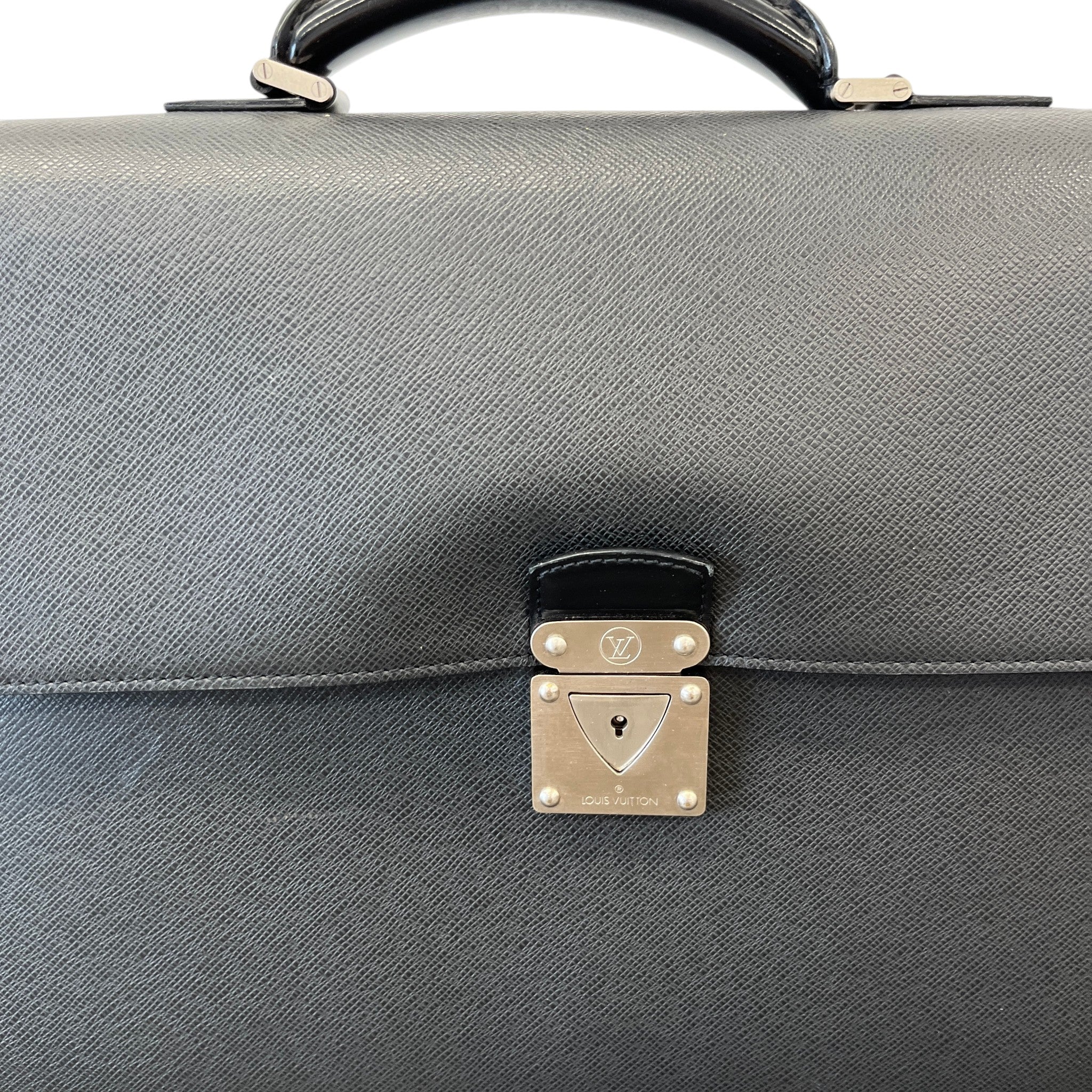Men's Robusto Taiga Leather Briefcase Bag Black - Image 12