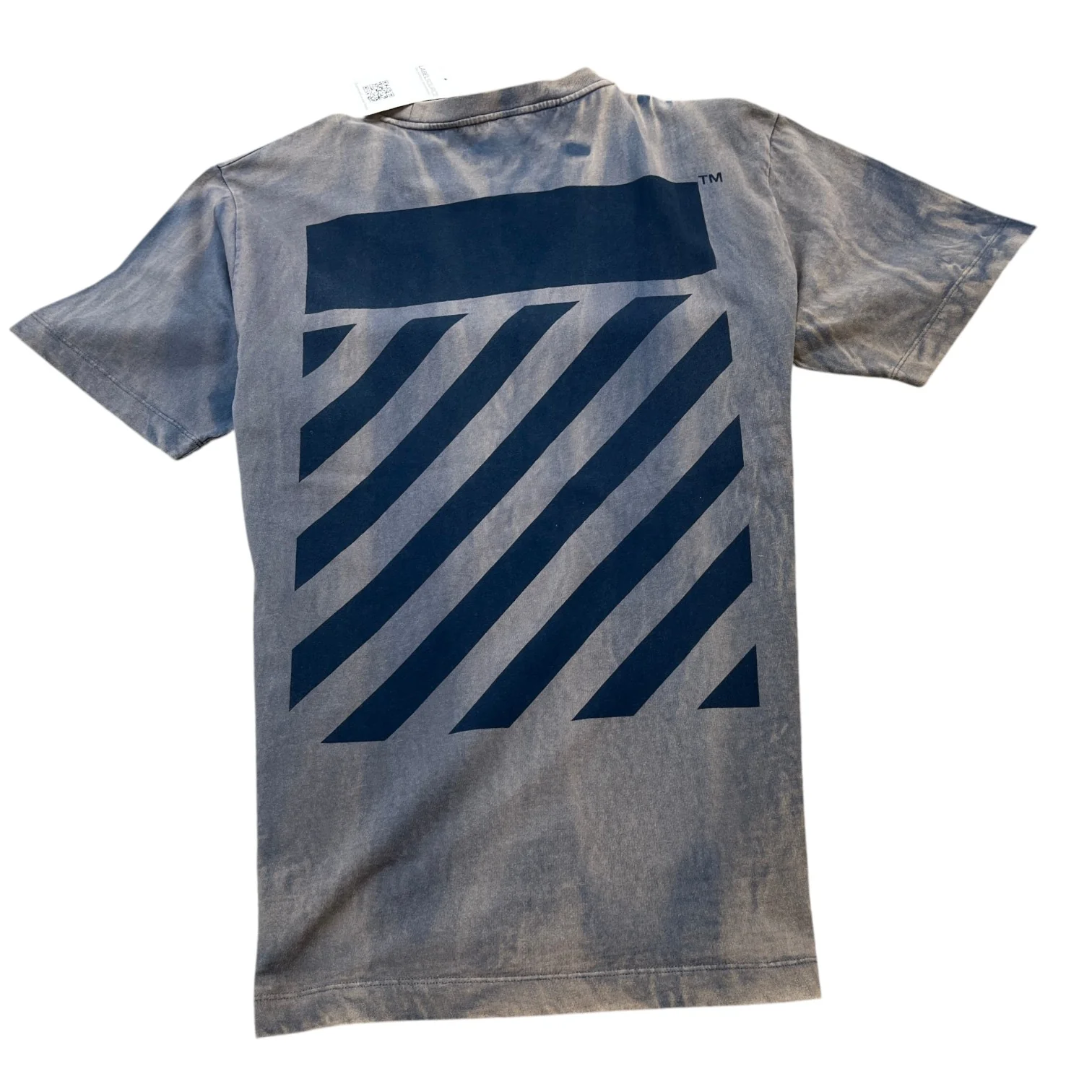 Men's Two-Tone Striped Motif Diag T-Shirt Blue Size L - Image 2