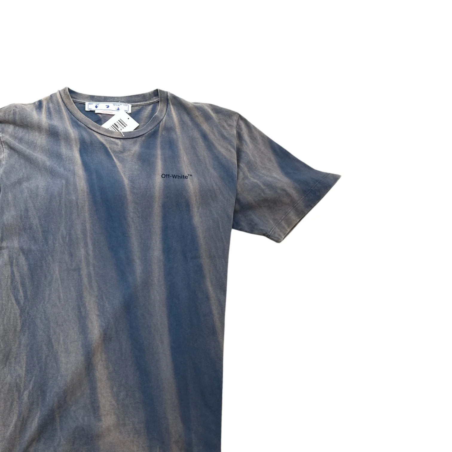 Men's Two-Tone Striped Motif Diag T-Shirt Blue Size L - Image 3