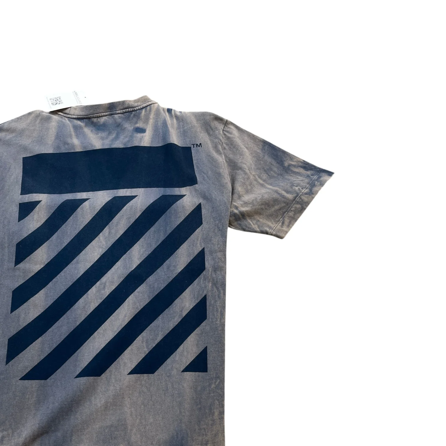 Men's Two-Tone Striped Motif Diag T-Shirt Blue Size L - Image 4