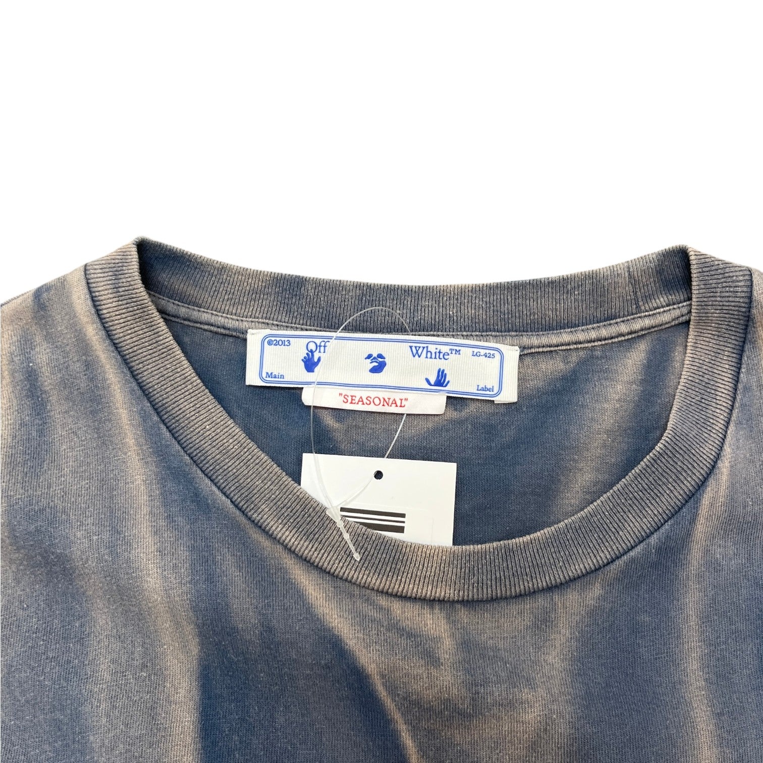 Men's Two-Tone Striped Motif Diag T-Shirt Blue Size L - Image 5