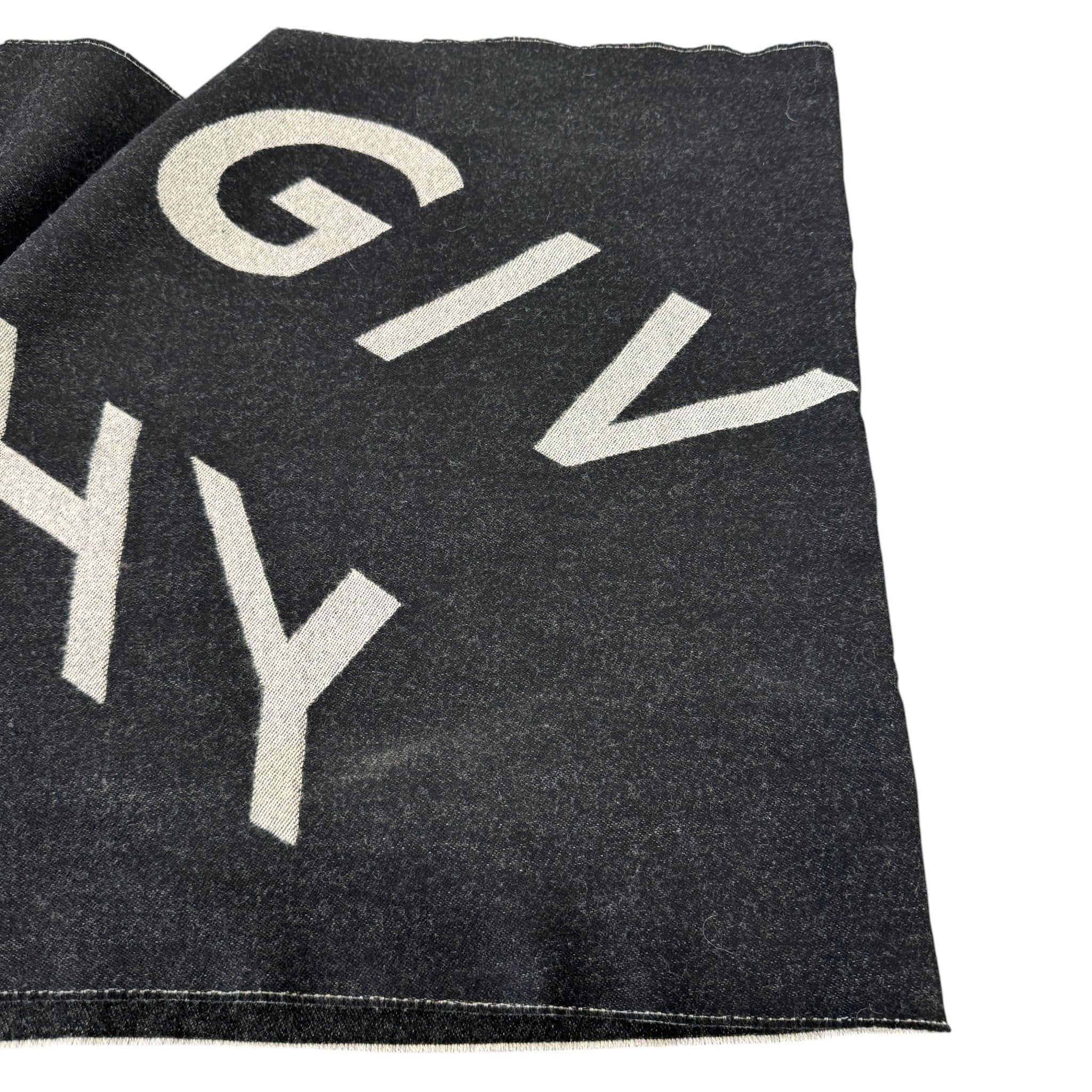 Men's Wool Logo Scarf Black - Image 7