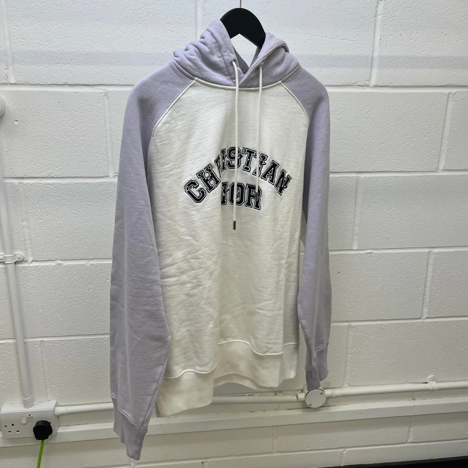 Men's X Kenny Scharf Logo Embroidered Varsity Hoodie White Size M - Image 9