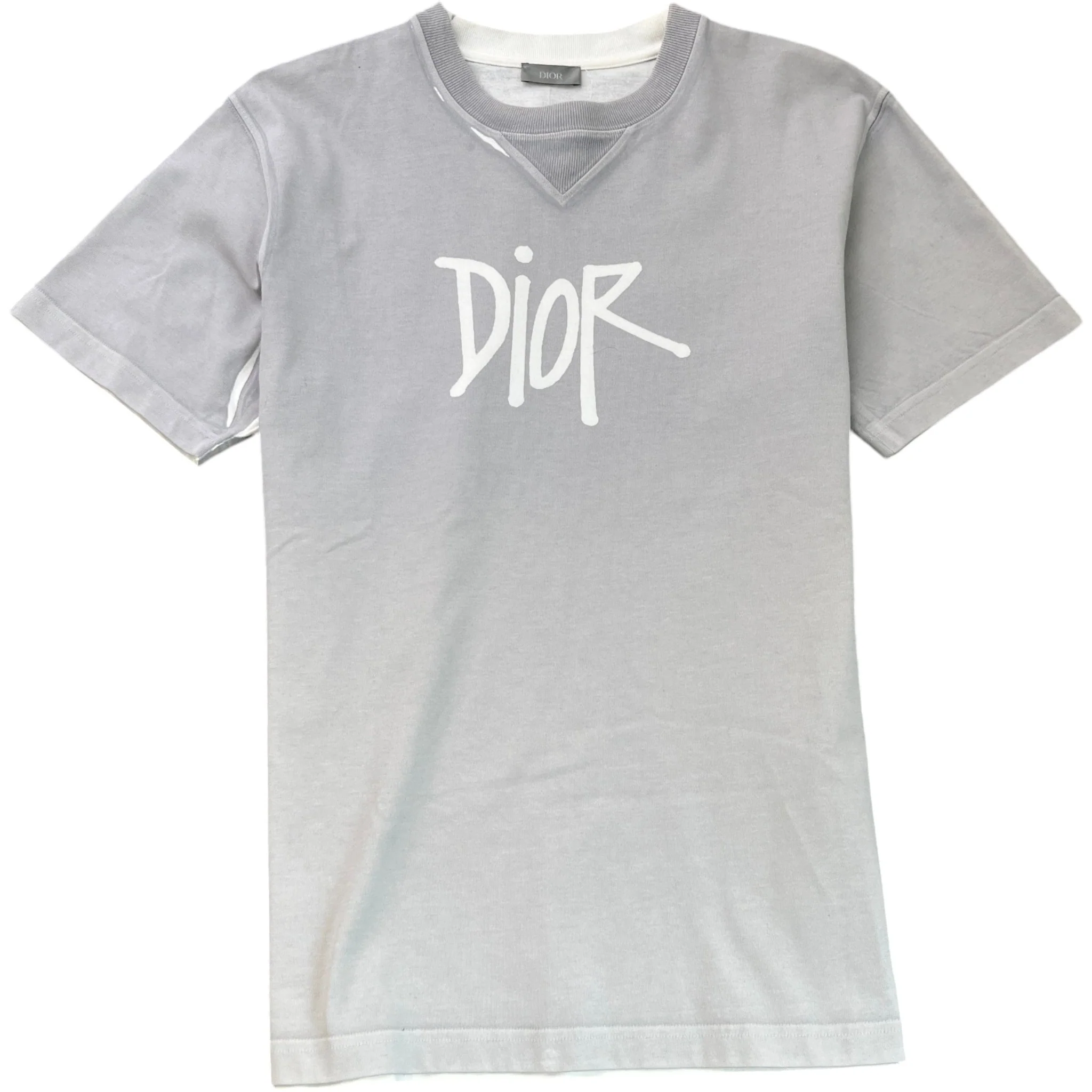 Men's X Shawn Stussy Limited Edition Oversized Logo T-Shirt Grey Size M